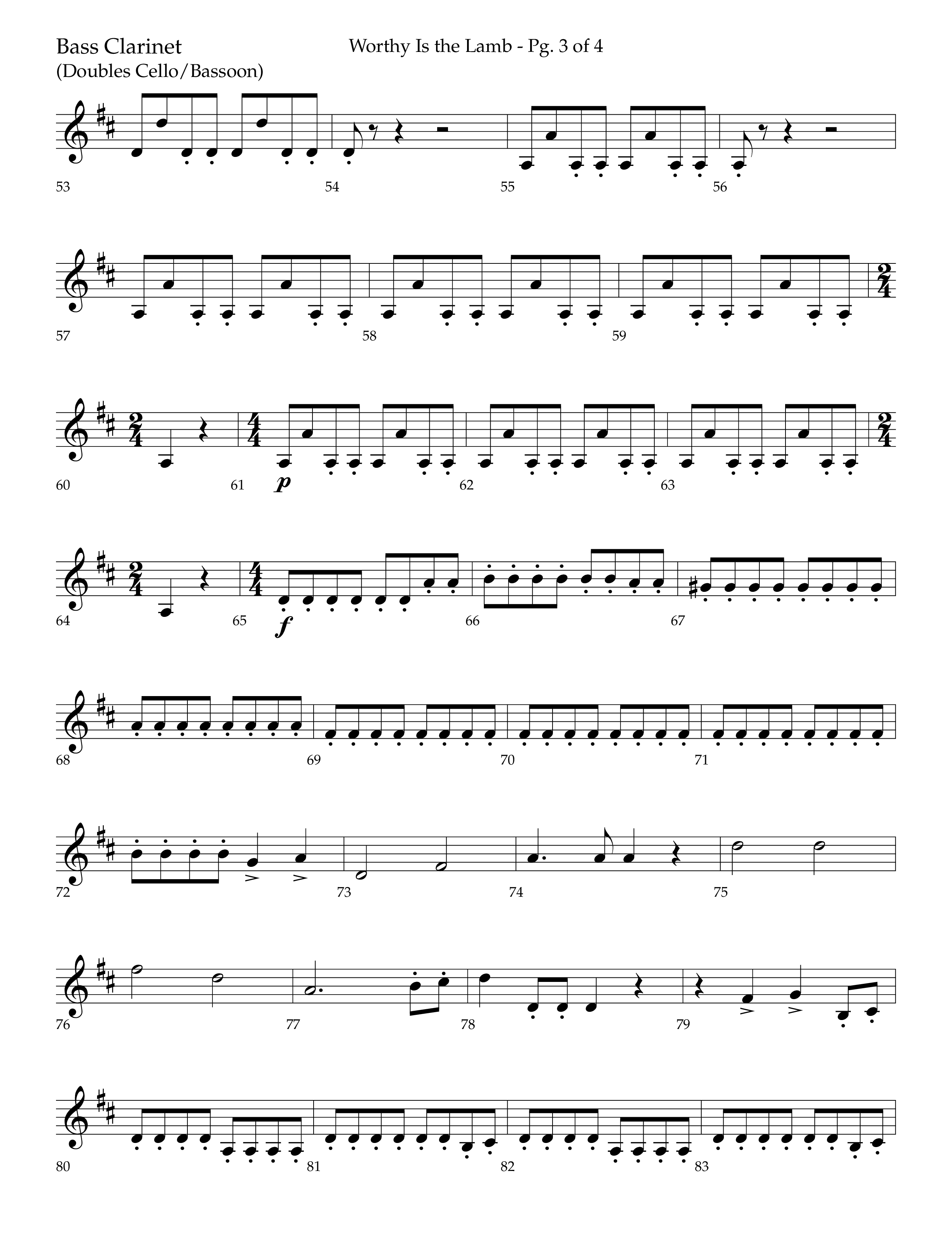 Worthy Is The Lamb (with Gloria) (Choral Anthem SATB) Bass Clarinet (Lifeway Choral / Arr. Trey Ivey)