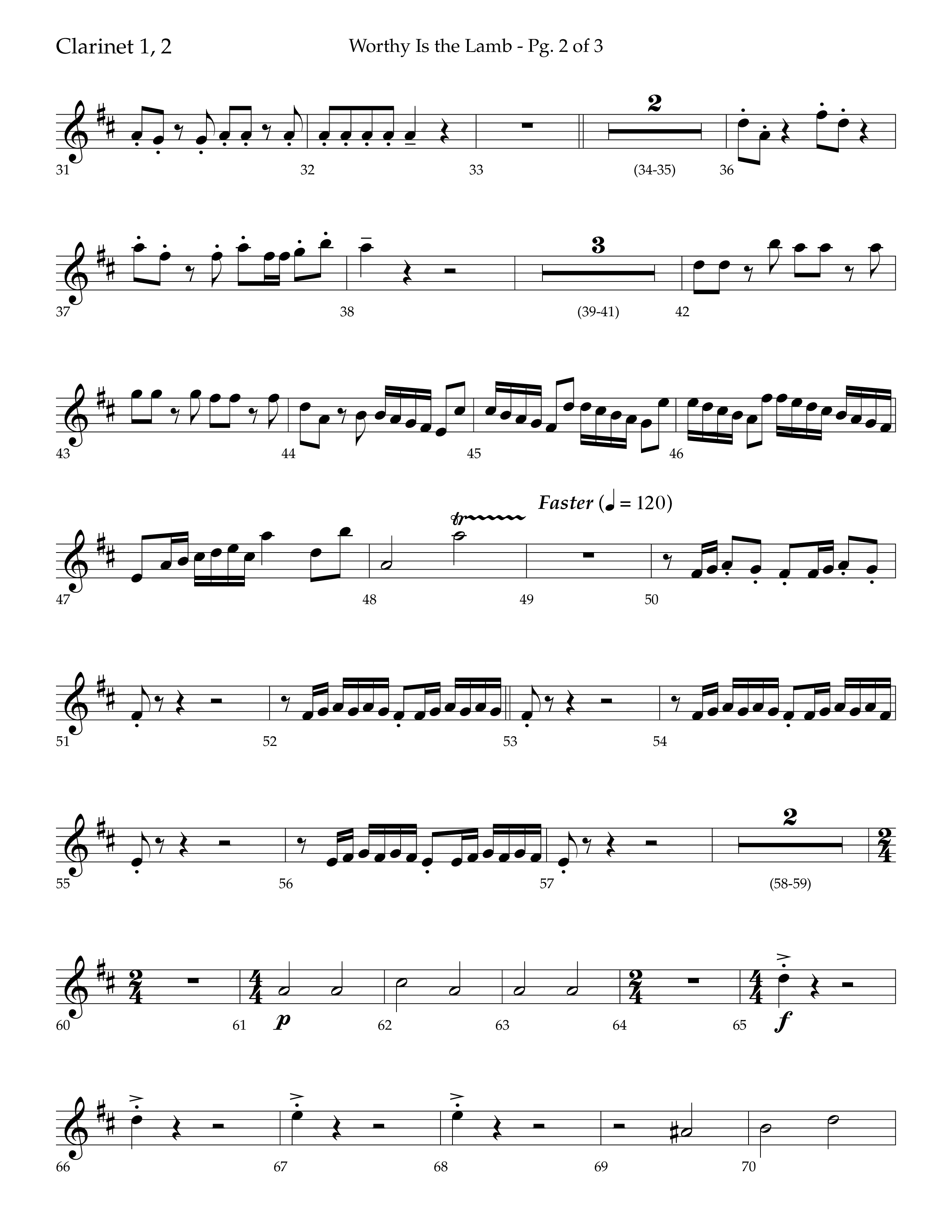 Worthy Is The Lamb (with Gloria) (Choral Anthem SATB) Clarinet 1/2 (Lifeway Choral / Arr. Trey Ivey)