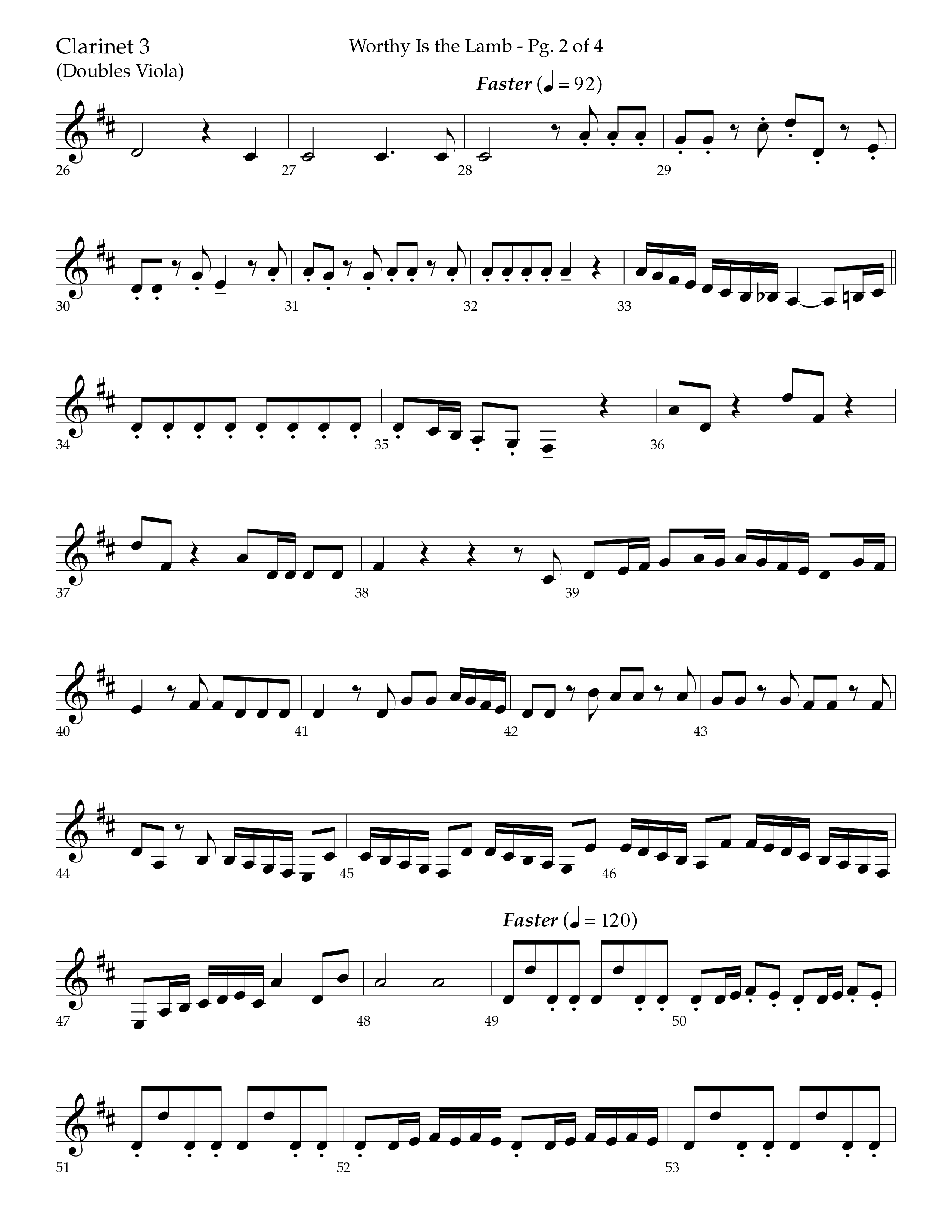 Worthy Is The Lamb (with Gloria) (Choral Anthem SATB) Clarinet 3 (Lifeway Choral / Arr. Trey Ivey)