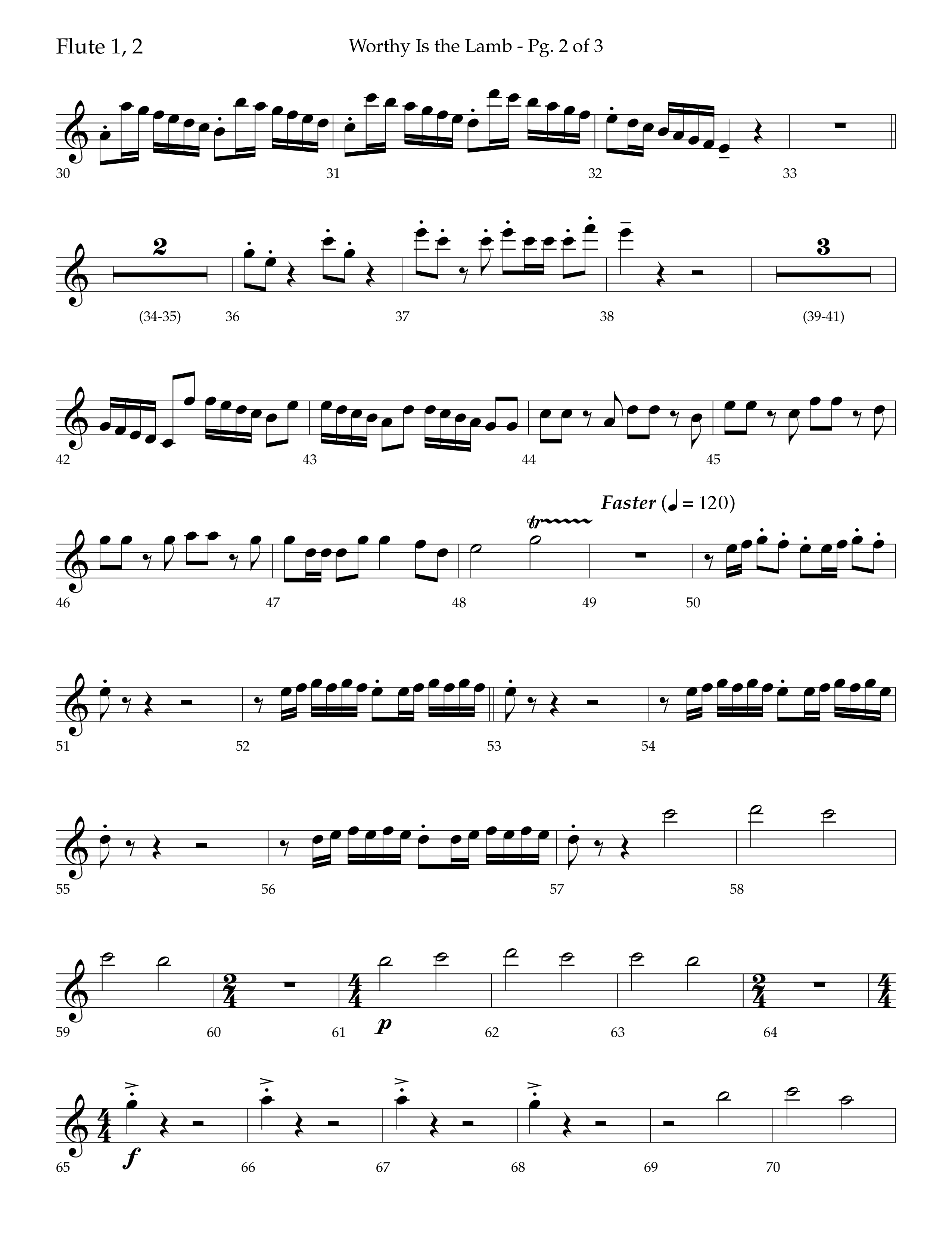 Worthy Is The Lamb (with Gloria) (Choral Anthem SATB) Flute 1/2 (Lifeway Choral / Arr. Trey Ivey)