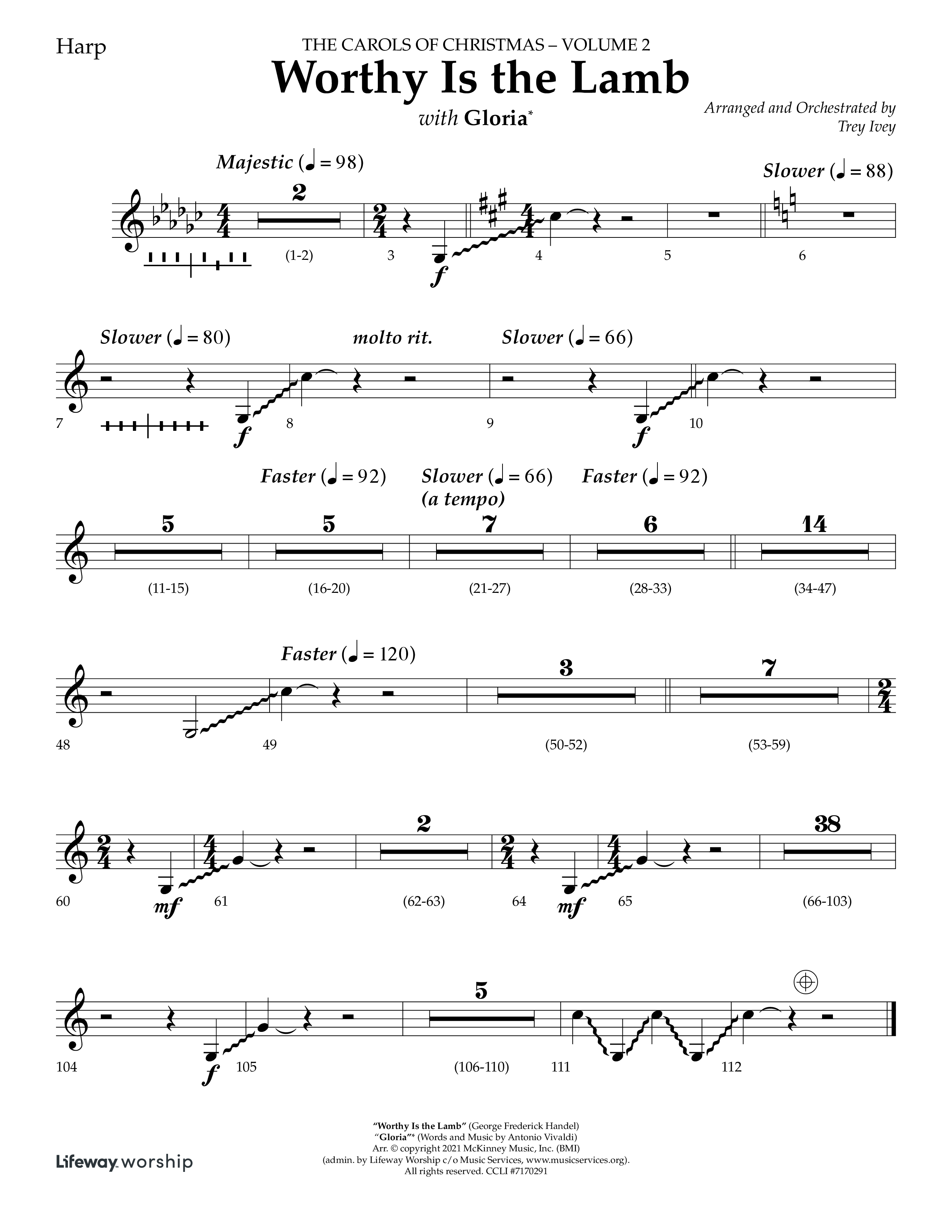 Worthy Is The Lamb (with Gloria) (Choral Anthem SATB) Harp (Lifeway Choral / Arr. Trey Ivey)