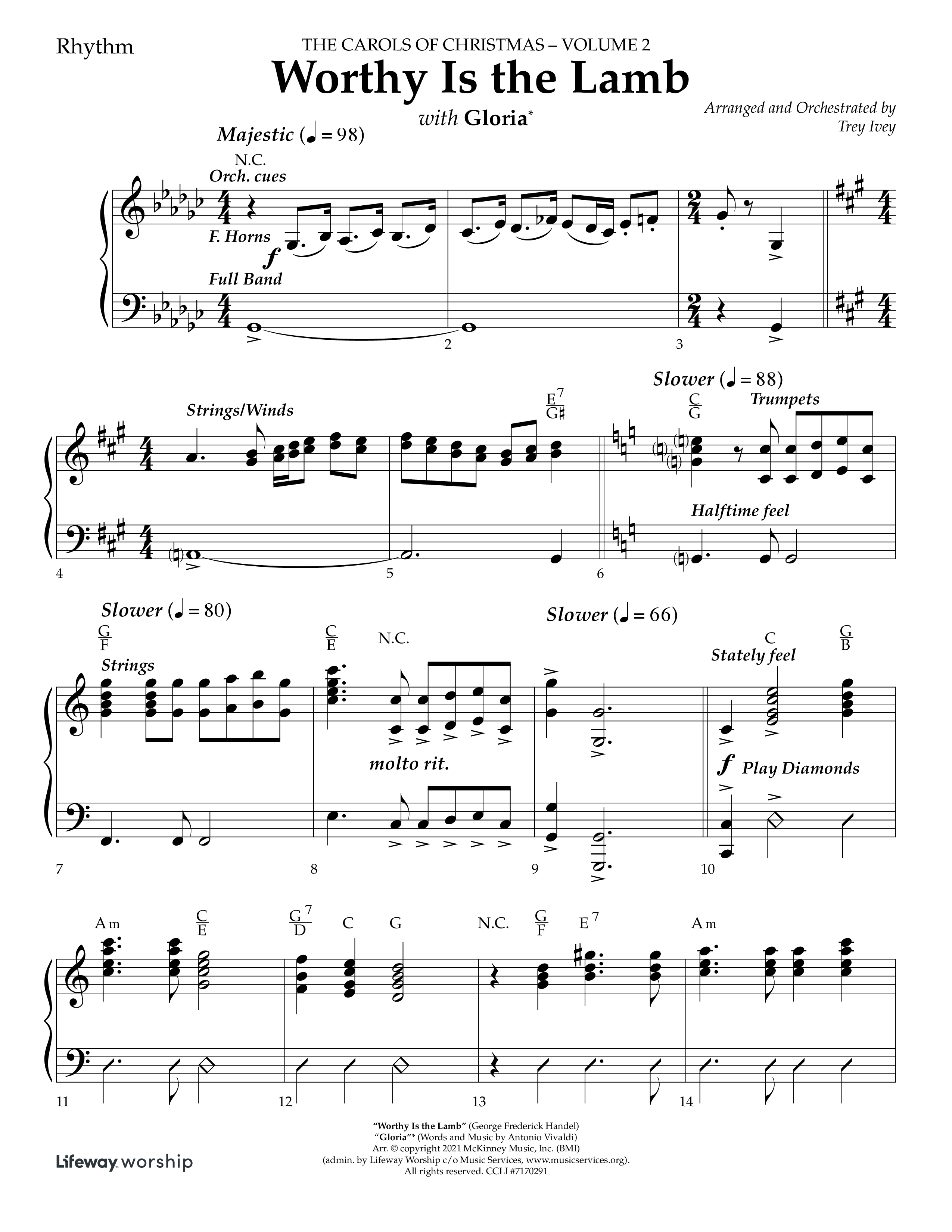 Worthy Is The Lamb (with Gloria) (Choral Anthem SATB) Rhythm Chart (Lifeway Choral / Arr. Trey Ivey)