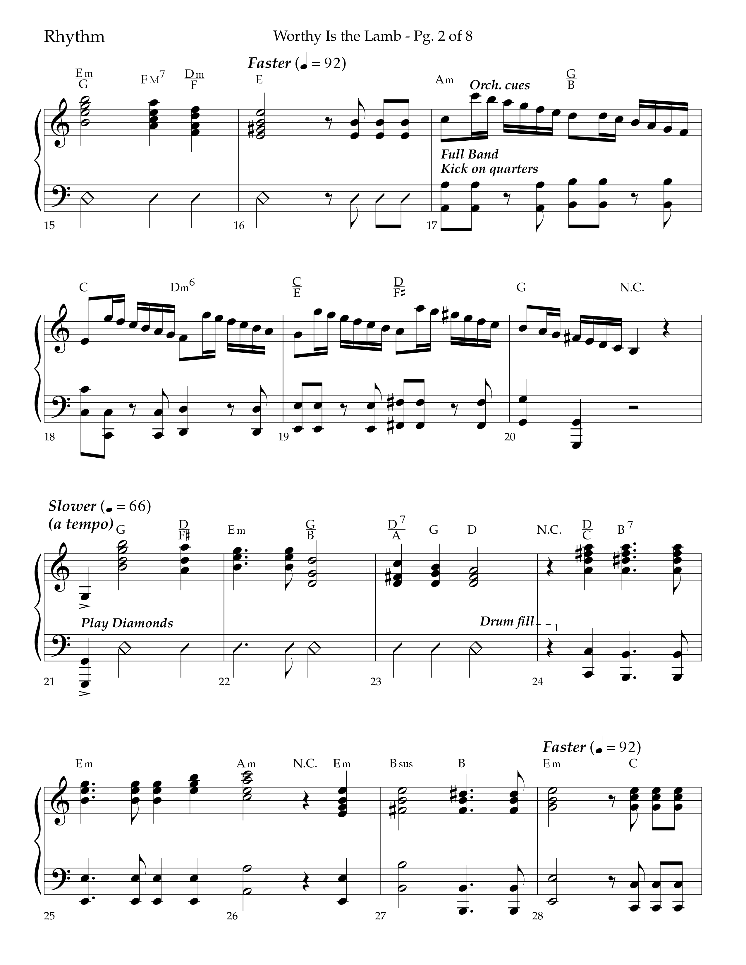 Worthy Is The Lamb (with Gloria) (Choral Anthem SATB) Rhythm Chart (Lifeway Choral / Arr. Trey Ivey)