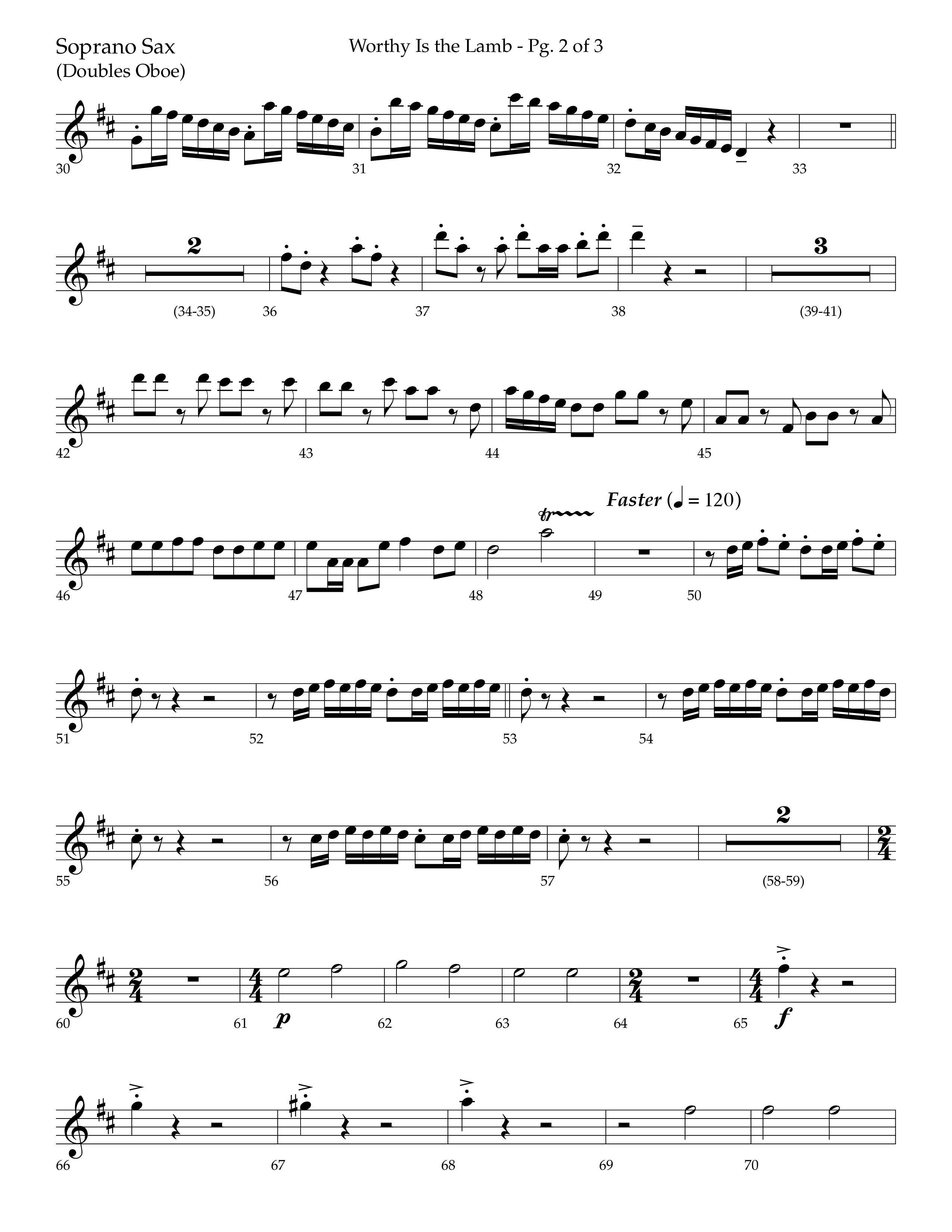 Worthy Is The Lamb (with Gloria) (Choral Anthem SATB) Soprano Sax (Lifeway Choral / Arr. Trey Ivey)