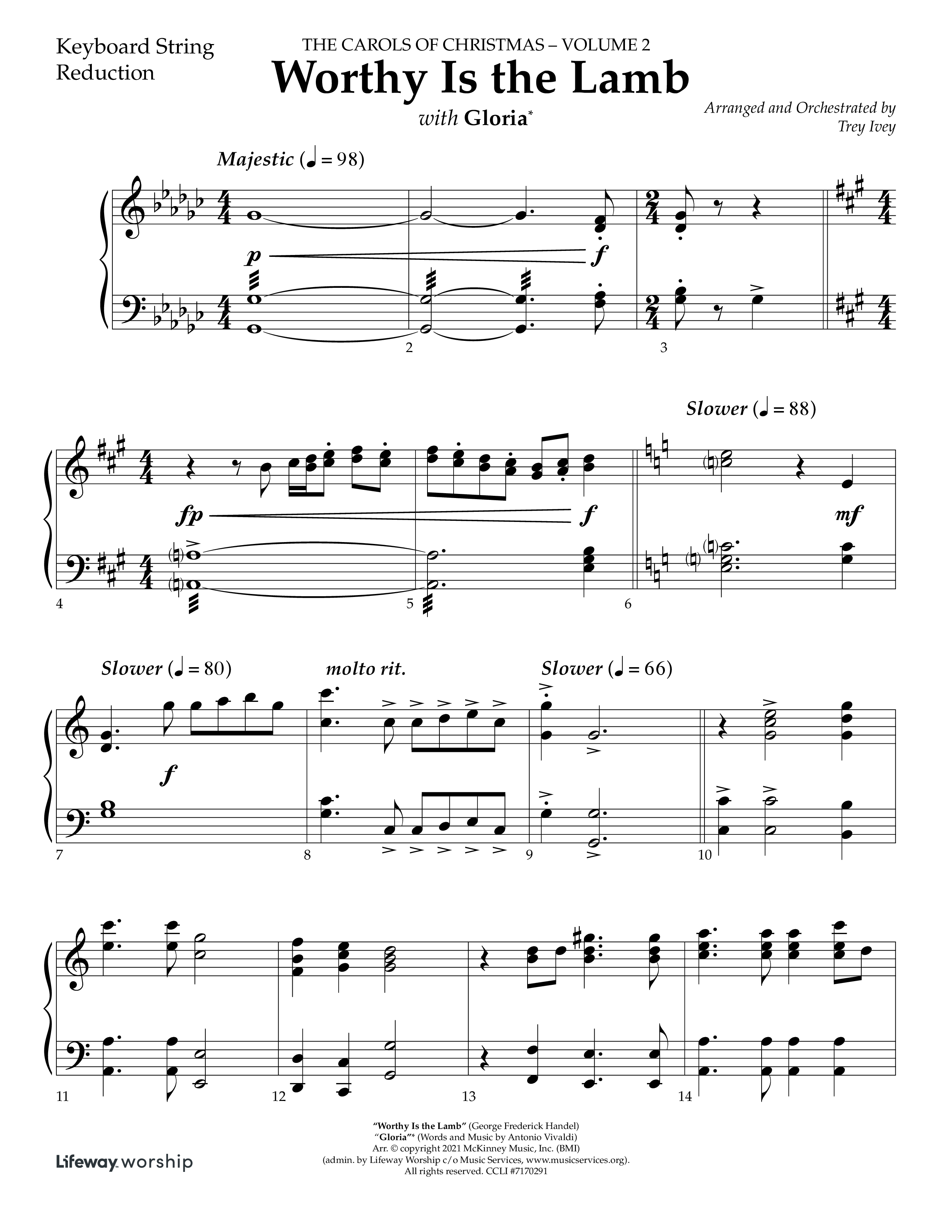 Worthy Is The Lamb (with Gloria) (Choral Anthem SATB) String Reduction (Lifeway Choral / Arr. Trey Ivey)