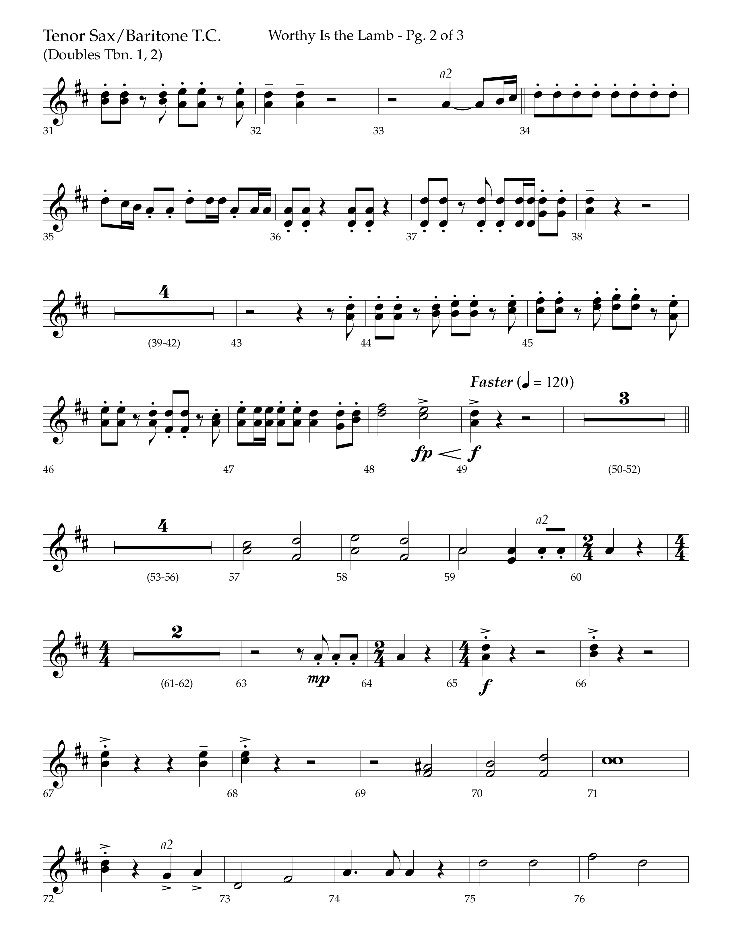 Worthy Is The Lamb (with Gloria) (Choral Anthem SATB) Tenor Sax/Baritone T.C. (Lifeway Choral / Arr. Trey Ivey)