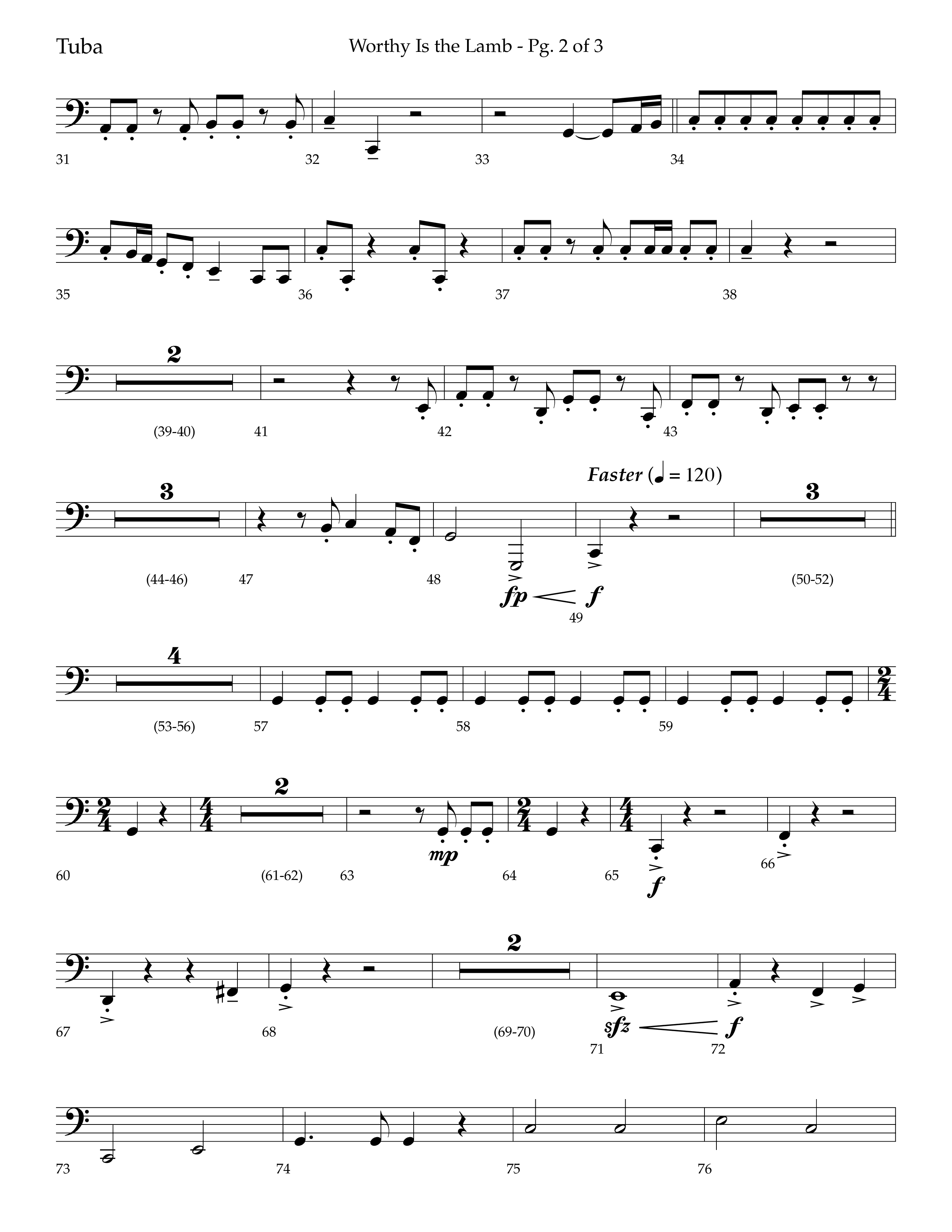 Worthy Is The Lamb (with Gloria) (Choral Anthem SATB) Tuba (Lifeway Choral / Arr. Trey Ivey)