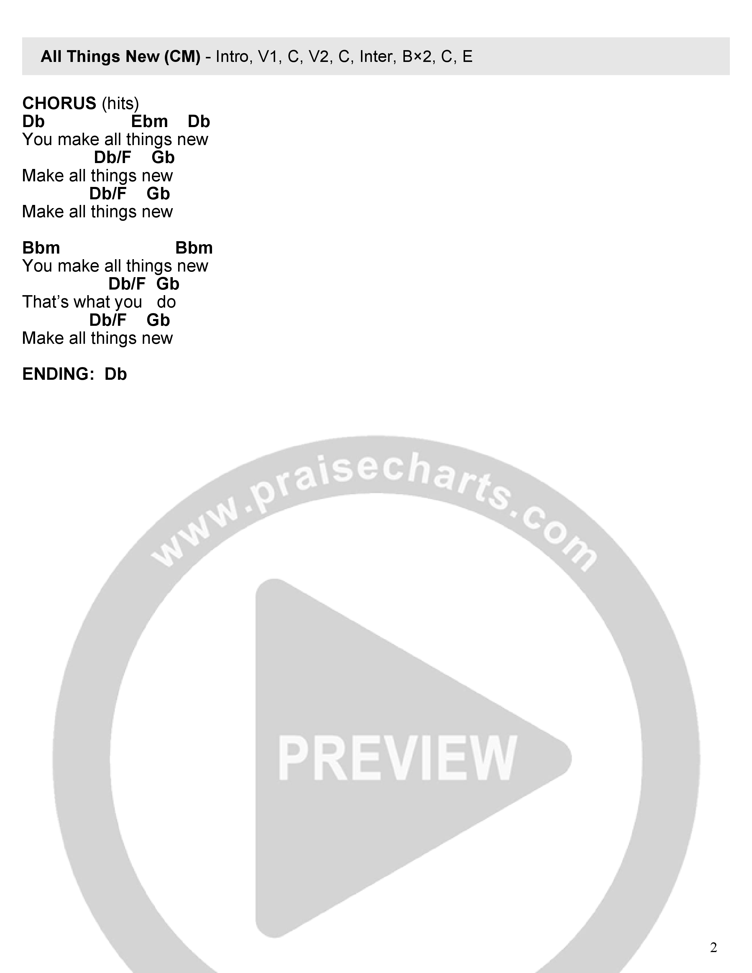 All Things New Chord Chart (Community Music)
