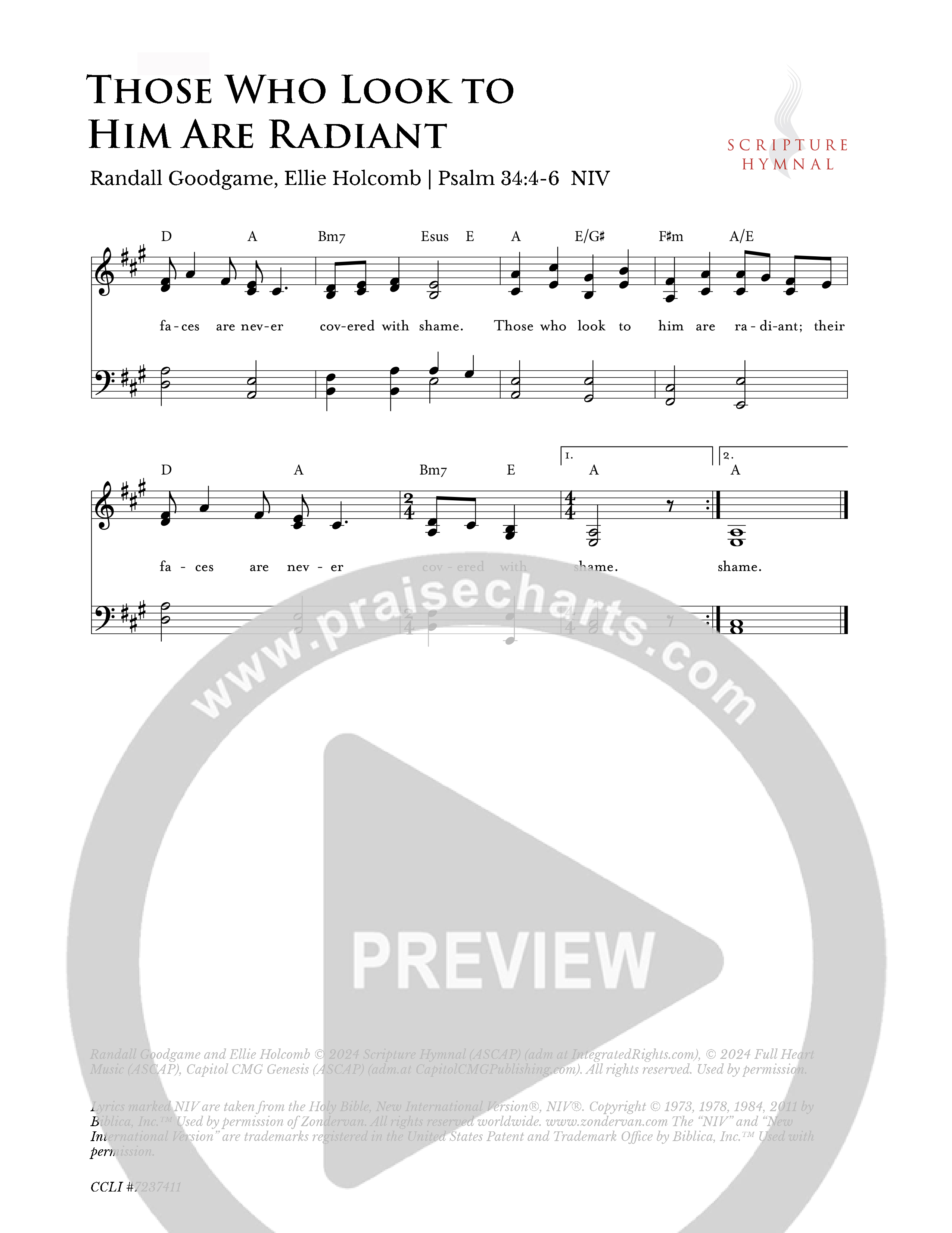 Those Who Look To Him Are Radiant Lead Sheet Melody (Scripture Hymnal)