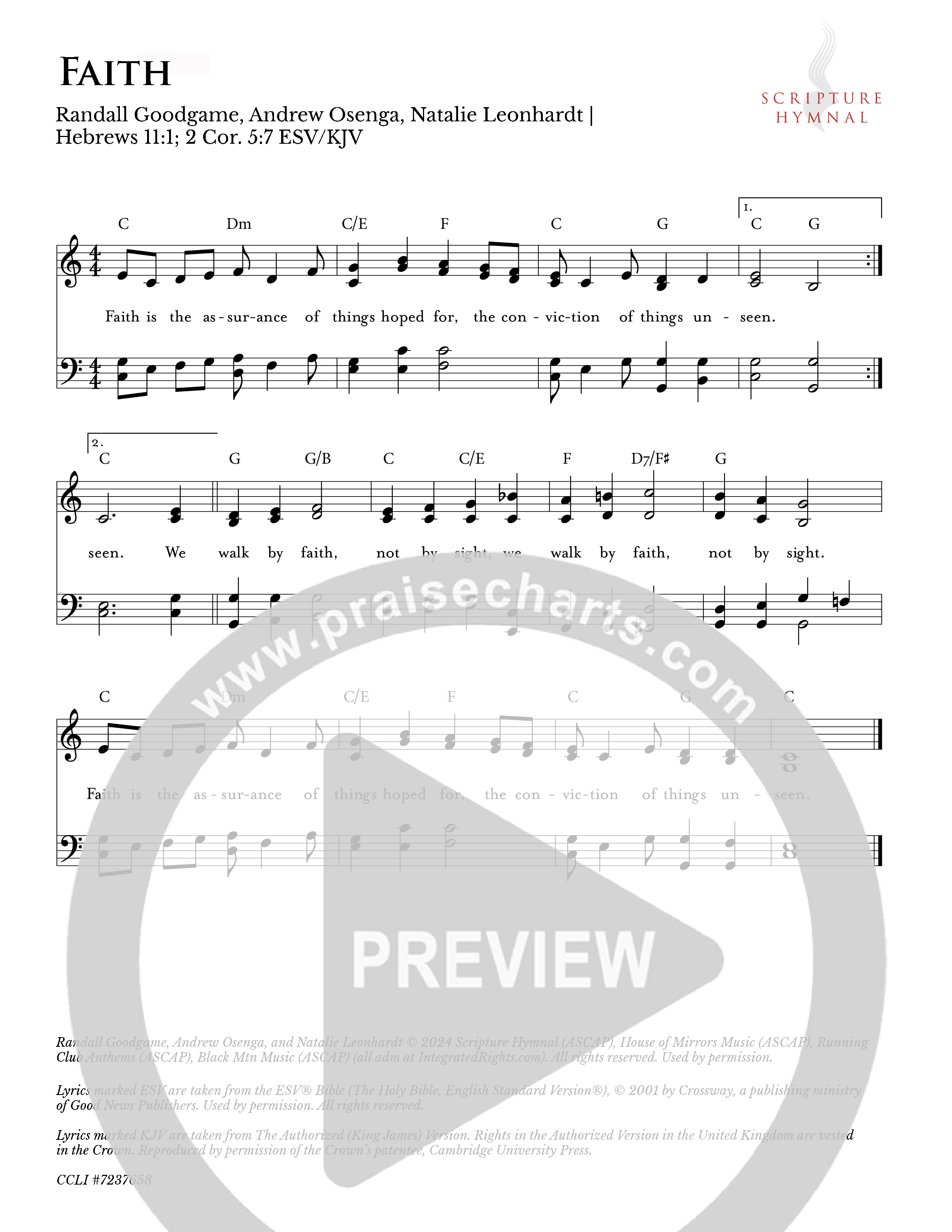 Faith Lead Sheet Melody (Scripture Hymnal)