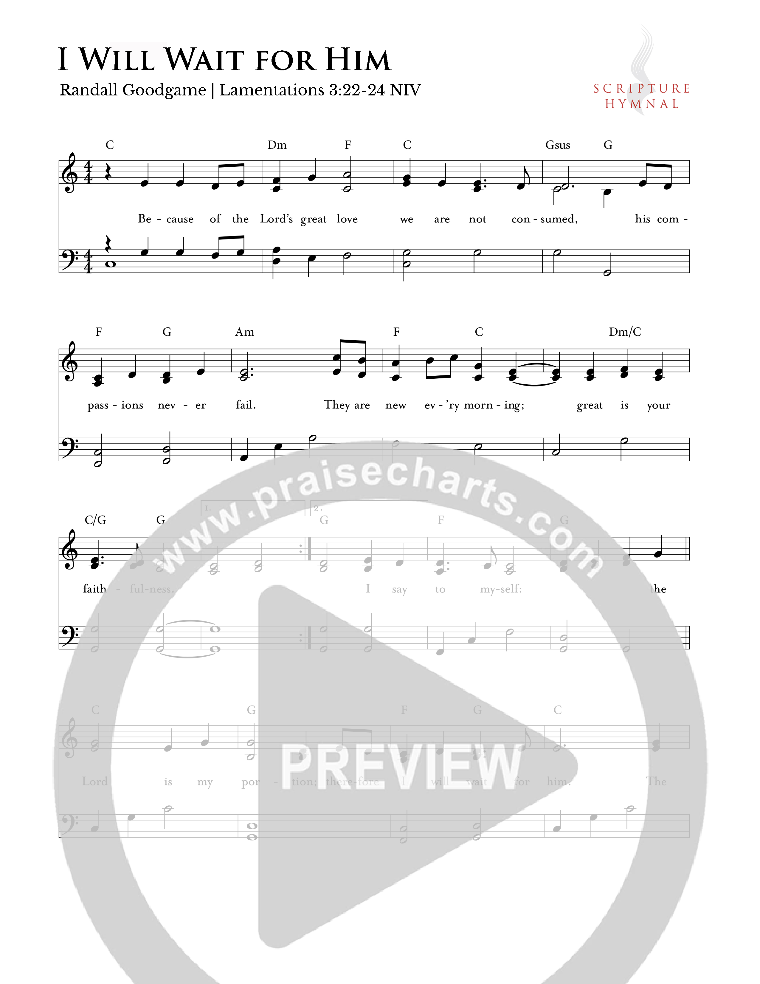 I Will Wait For Him Lead Sheet Melody (Scripture Hymnal)