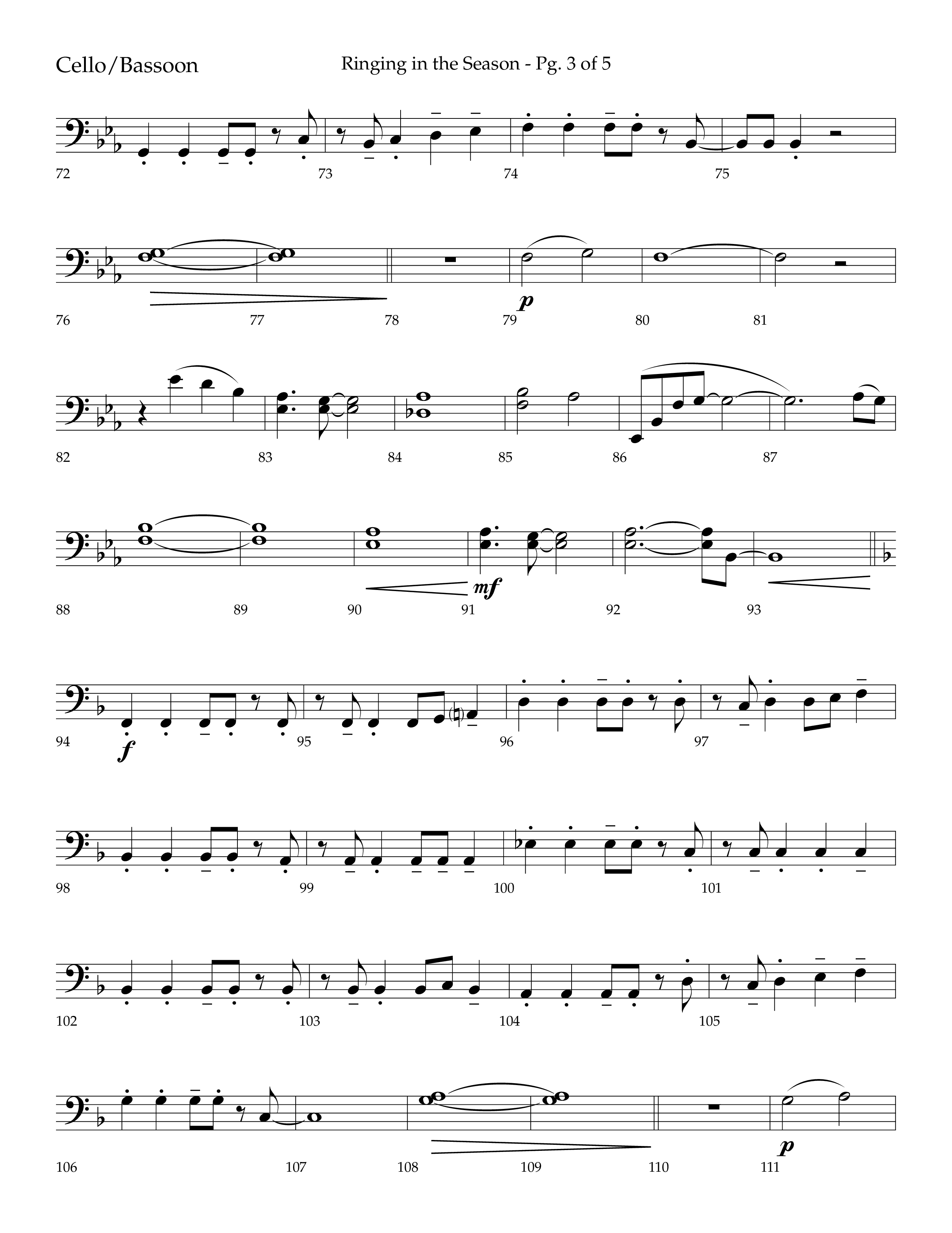 Ringing in the Season (with Ring All the Bells) (Choral Anthem SATB) Cello (Lifeway Choral / Arr. Bradley Knight)