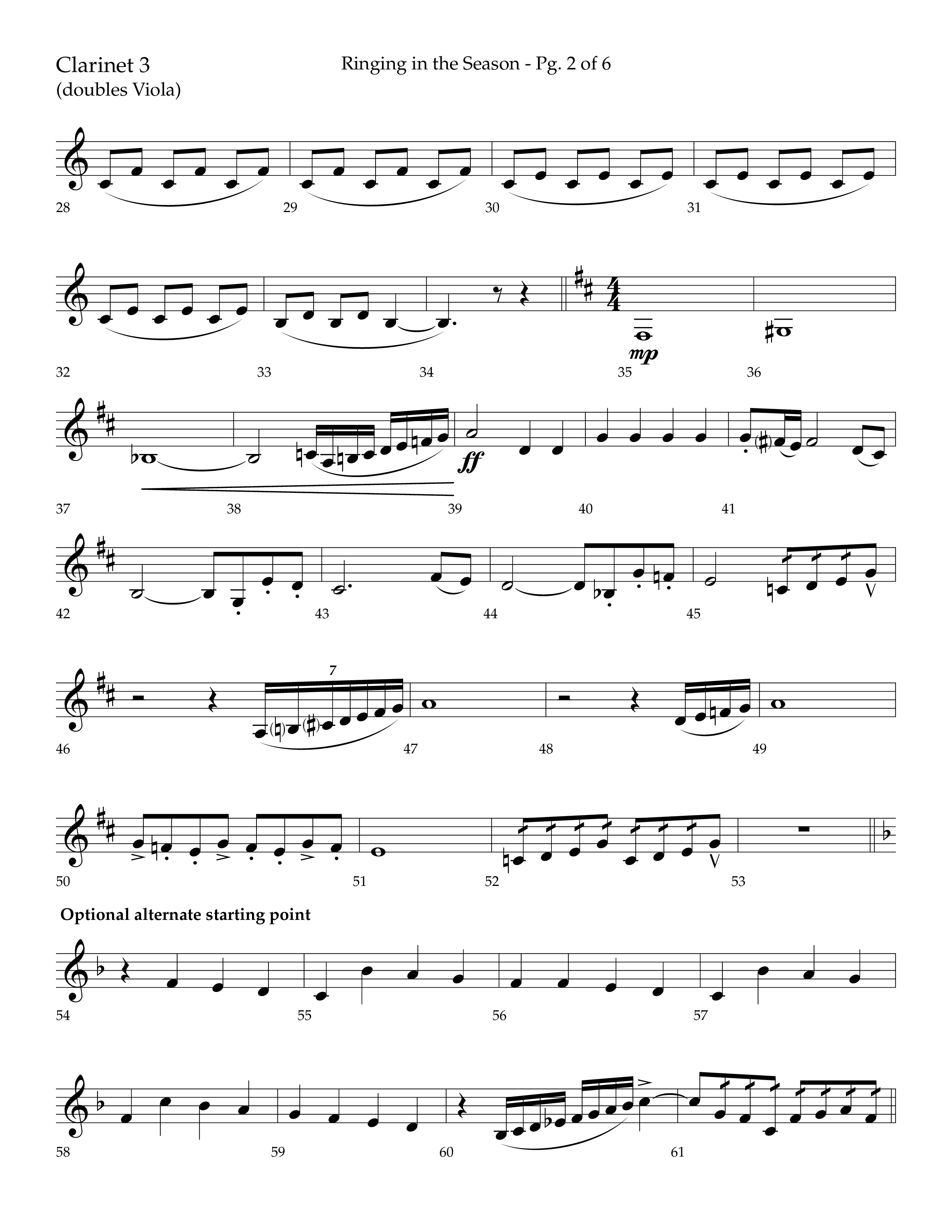 Ringing in the Season (with Ring All the Bells) (Choral Anthem SATB) Clarinet 3 (Lifeway Choral / Arr. Bradley Knight)