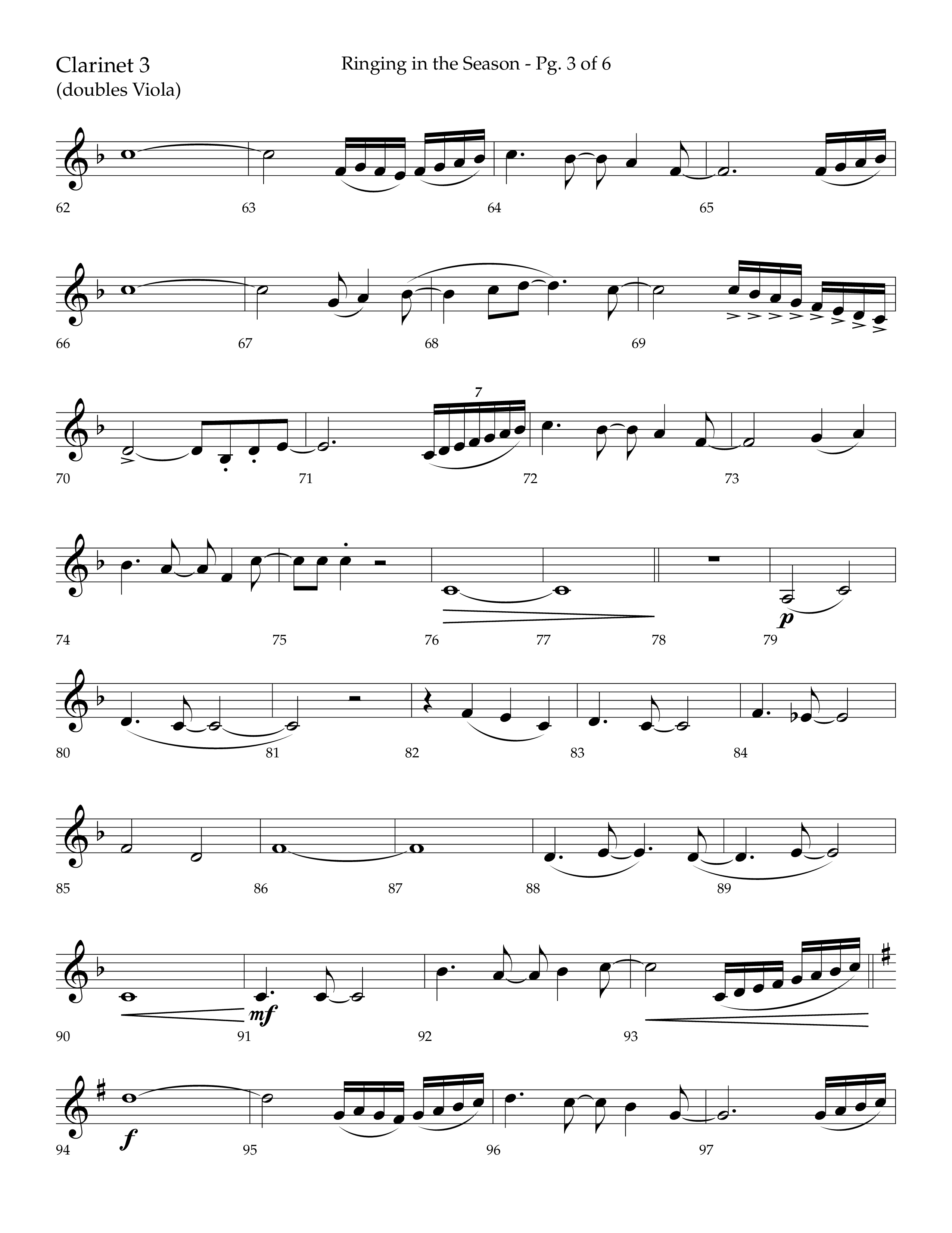 Ringing in the Season (with Ring All the Bells) (Choral Anthem SATB) Clarinet 3 (Lifeway Choral / Arr. Bradley Knight)