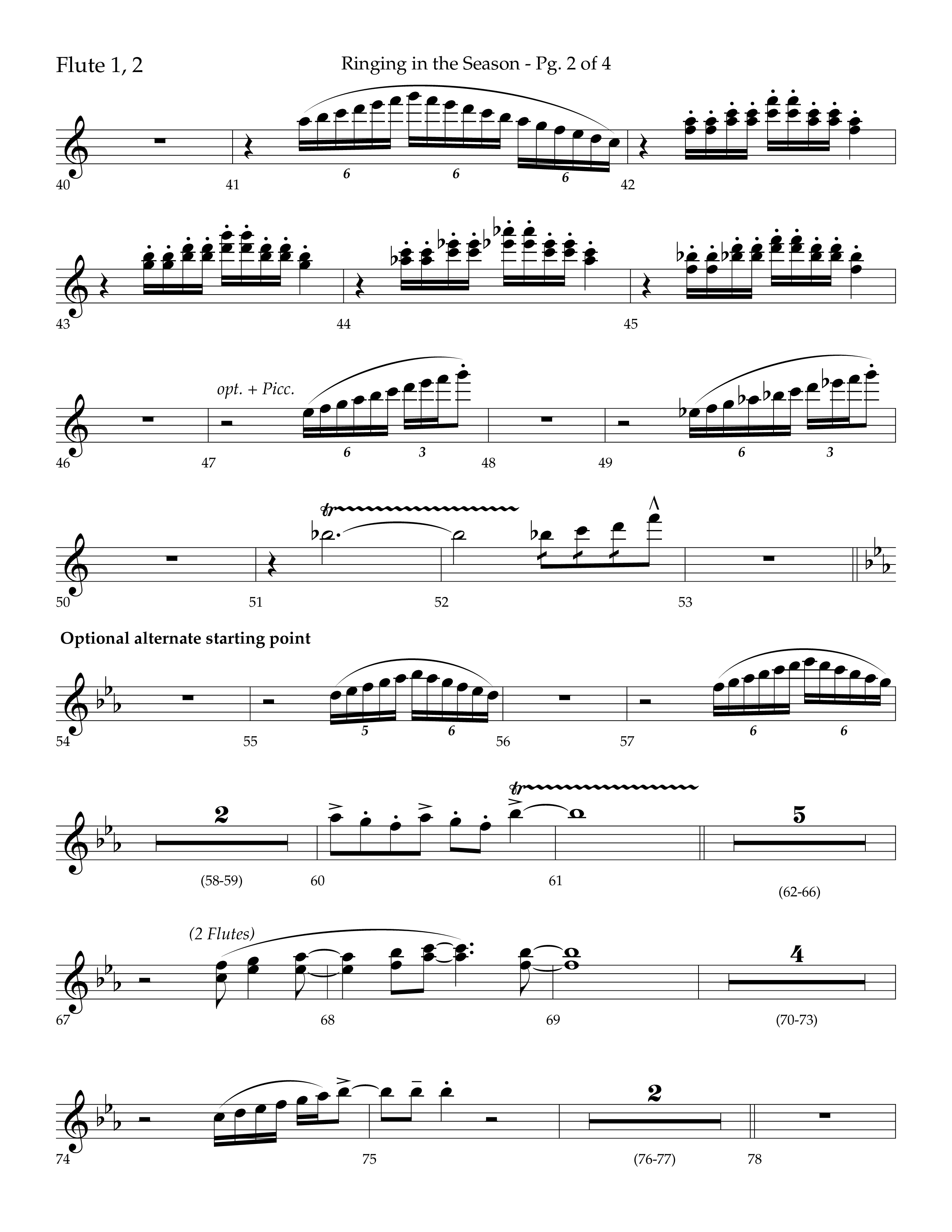 Ringing in the Season (with Ring All the Bells) (Choral Anthem SATB) Flute 1/2 (Lifeway Choral / Arr. Bradley Knight)