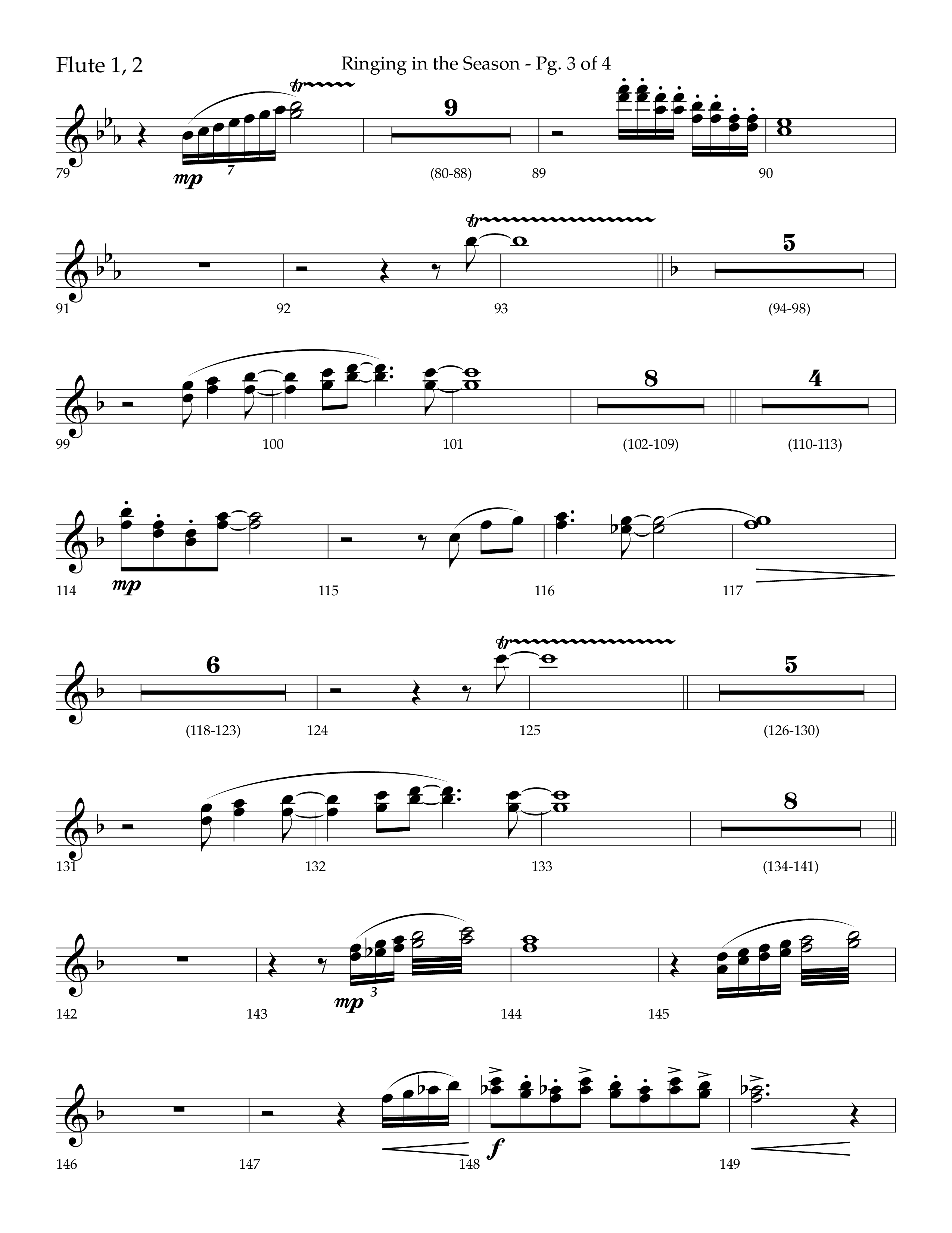 Ringing in the Season (with Ring All the Bells) (Choral Anthem SATB) Flute 1/2 (Lifeway Choral / Arr. Bradley Knight)