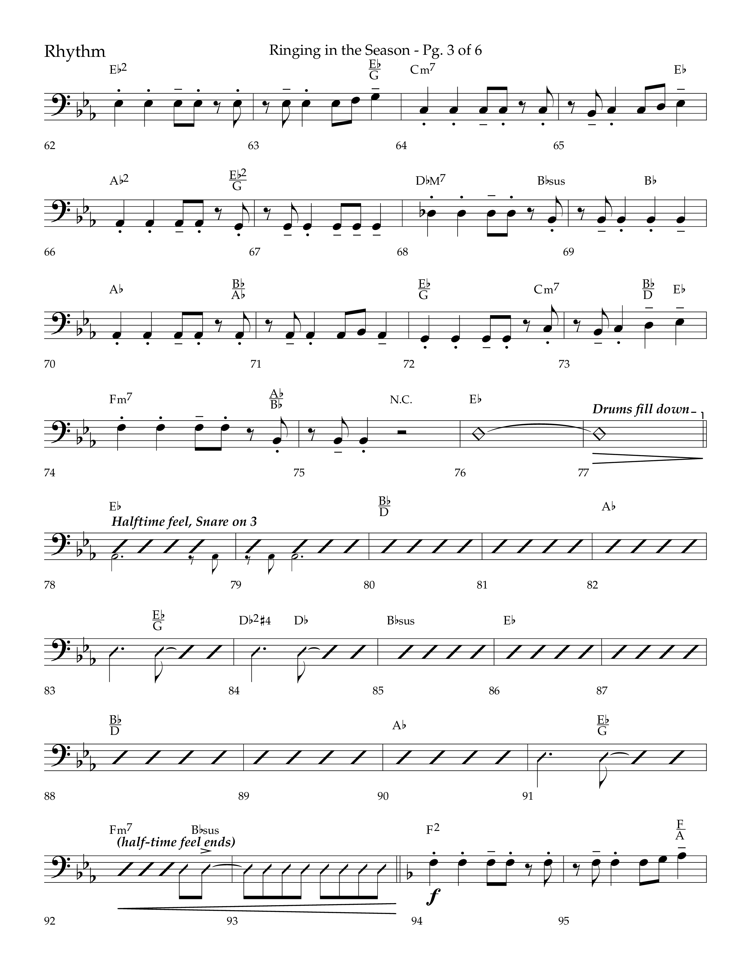 Ringing in the Season (with Ring All the Bells) (Choral Anthem SATB) Rhythm Chart (Lifeway Choral / Arr. Bradley Knight)