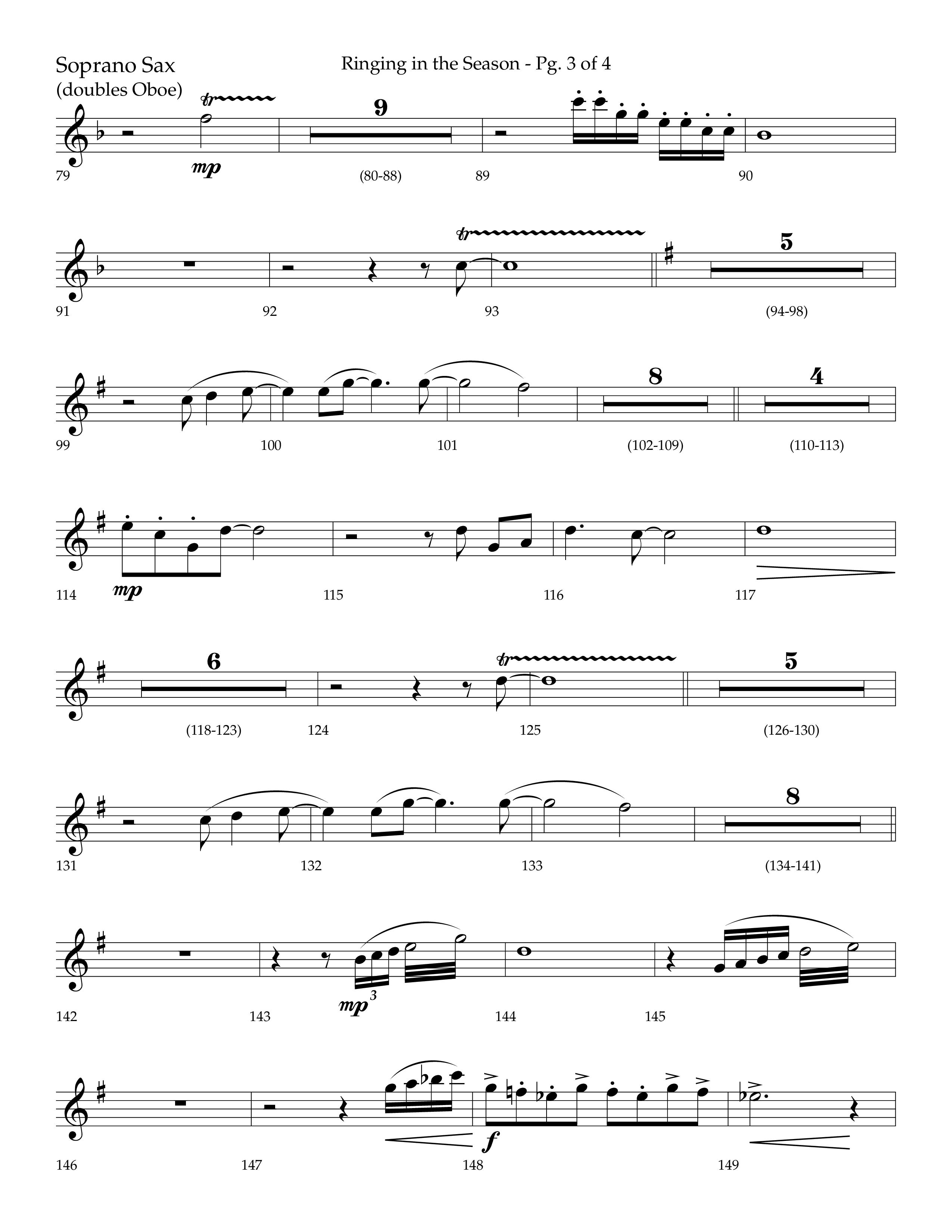 Ringing in the Season (with Ring All the Bells) (Choral Anthem SATB) Soprano Sax (Lifeway Choral / Arr. Bradley Knight)