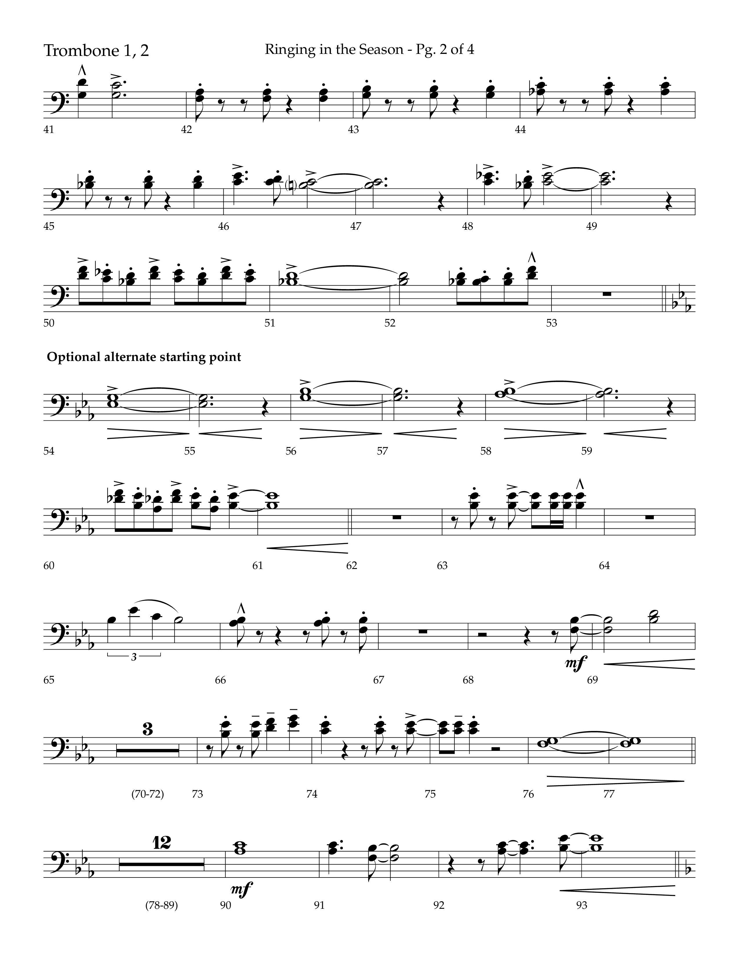 Ringing in the Season (with Ring All the Bells) (Choral Anthem SATB) Trombone 1/2 (Lifeway Choral / Arr. Bradley Knight)