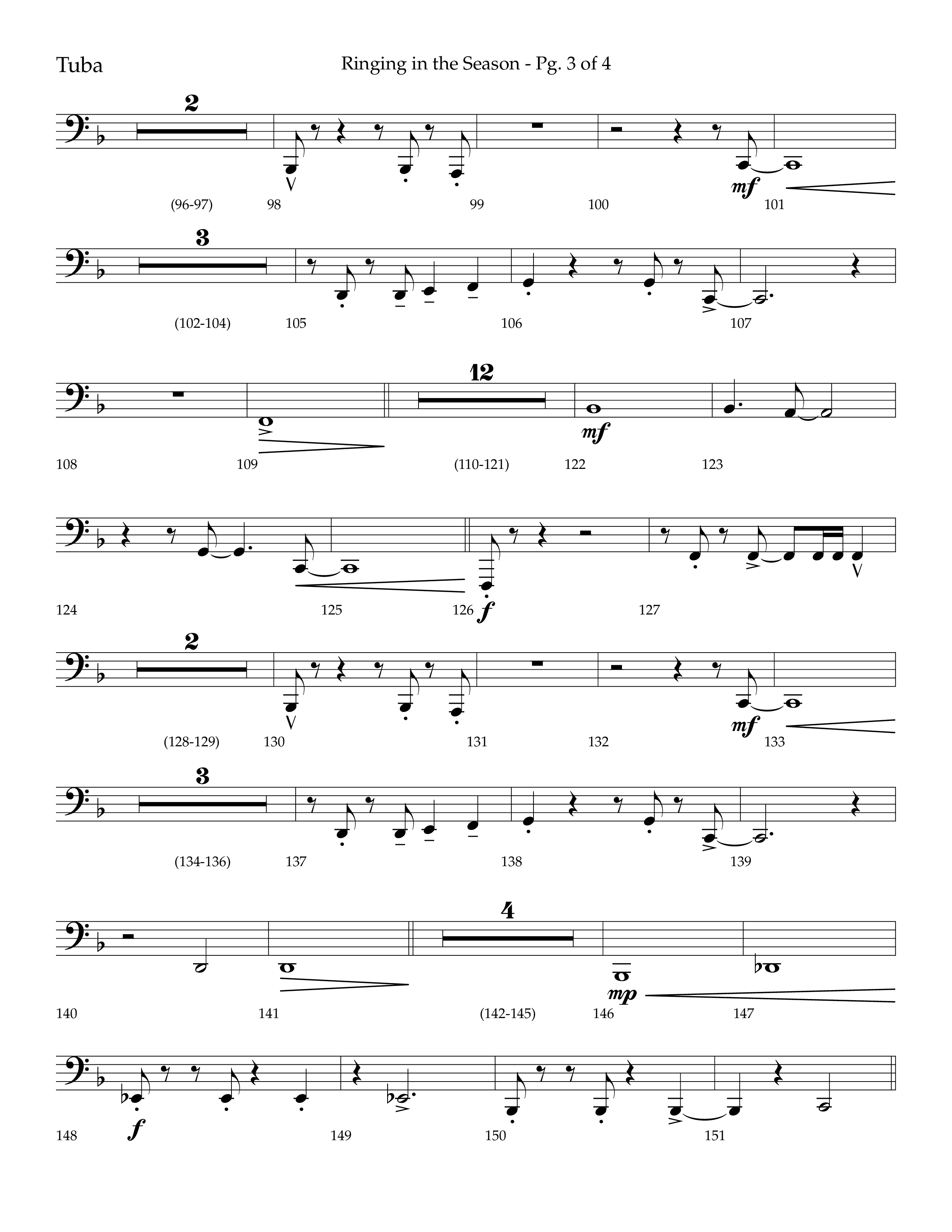 Ringing in the Season (with Ring All the Bells) (Choral Anthem SATB) Tuba (Lifeway Choral / Arr. Bradley Knight)