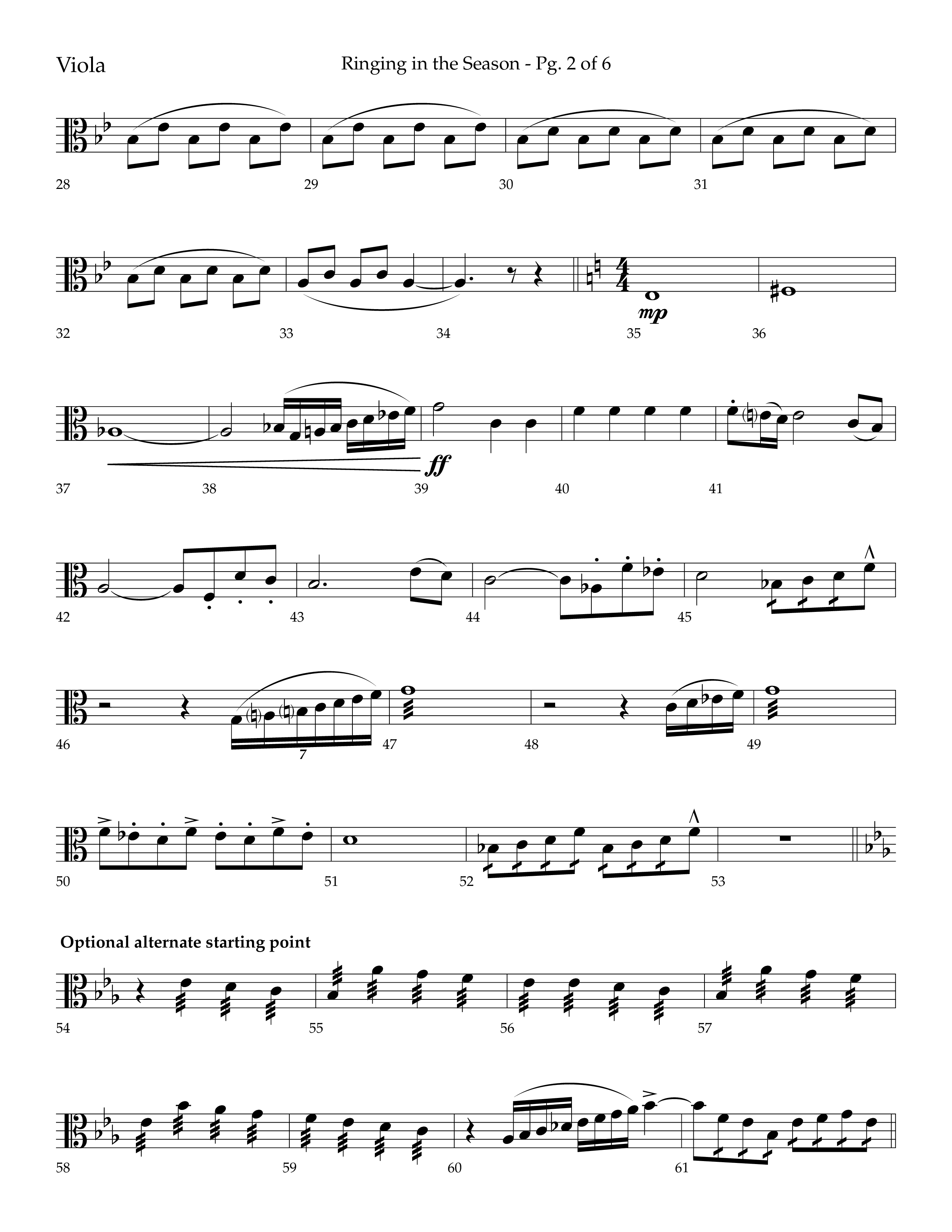 Ringing in the Season (with Ring All the Bells) (Choral Anthem SATB) Viola (Lifeway Choral / Arr. Bradley Knight)