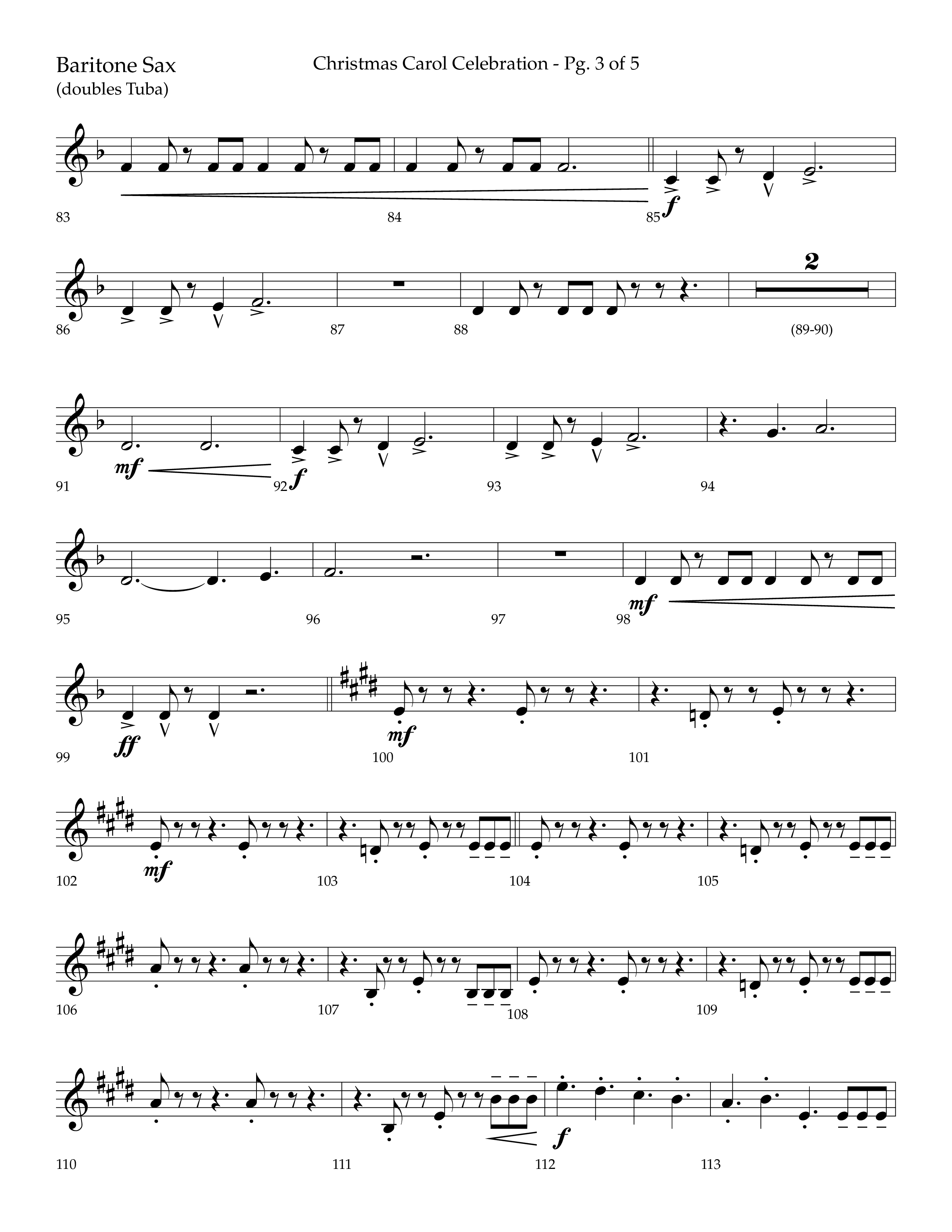 Christmas Carol Celebration (Choral Anthem SATB) Bari Sax (Lifeway Choral / Arr. Bradley Knight)