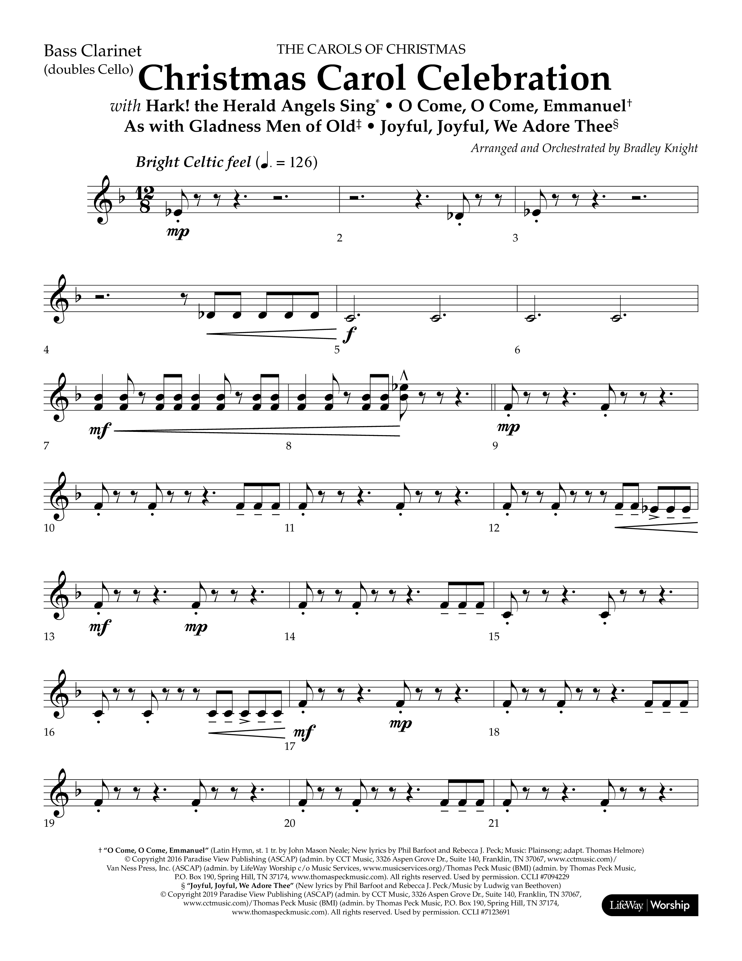 Christmas Carol Celebration (Choral Anthem SATB) Bass Clarinet (Lifeway Choral / Arr. Bradley Knight)