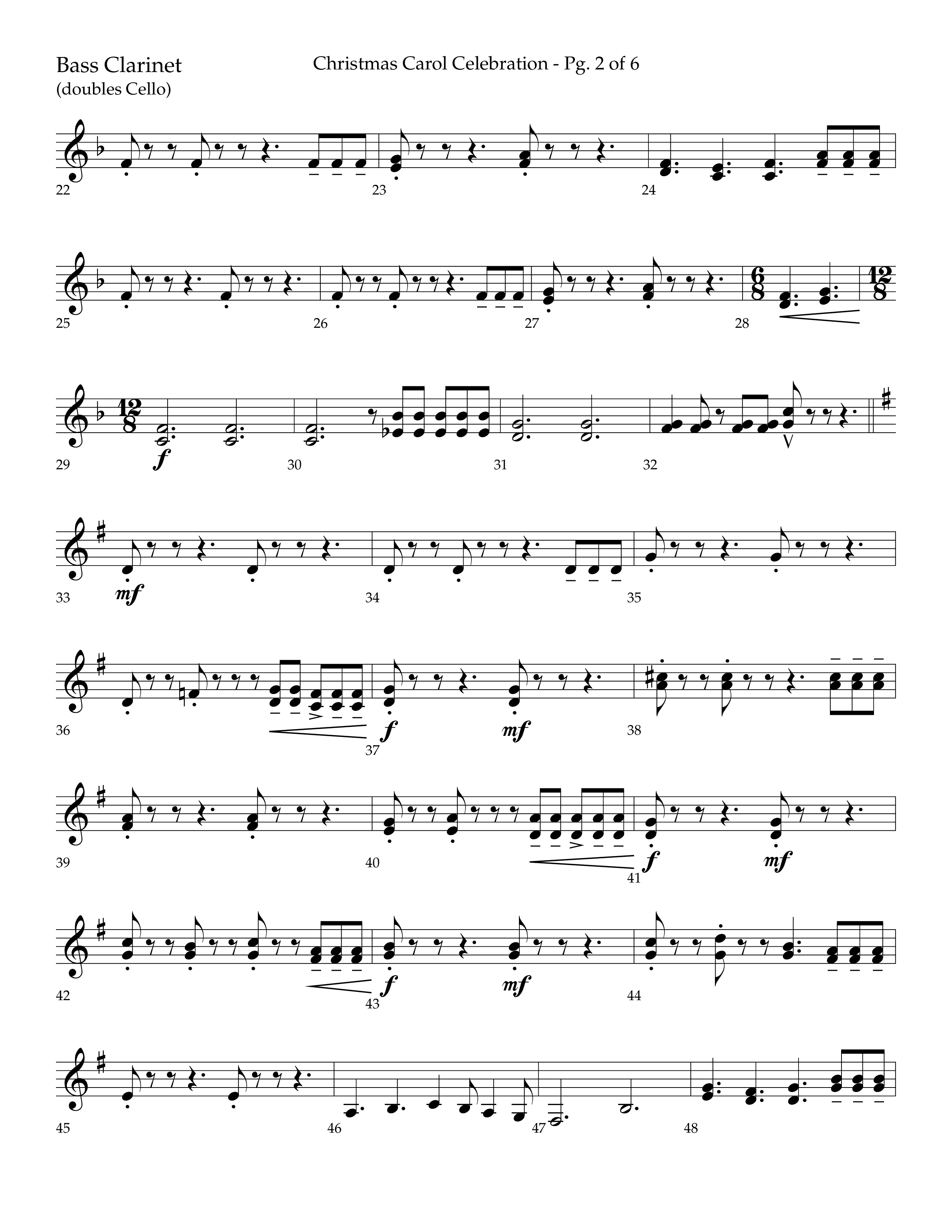 Christmas Carol Celebration (Choral Anthem SATB) Bass Clarinet (Lifeway Choral / Arr. Bradley Knight)