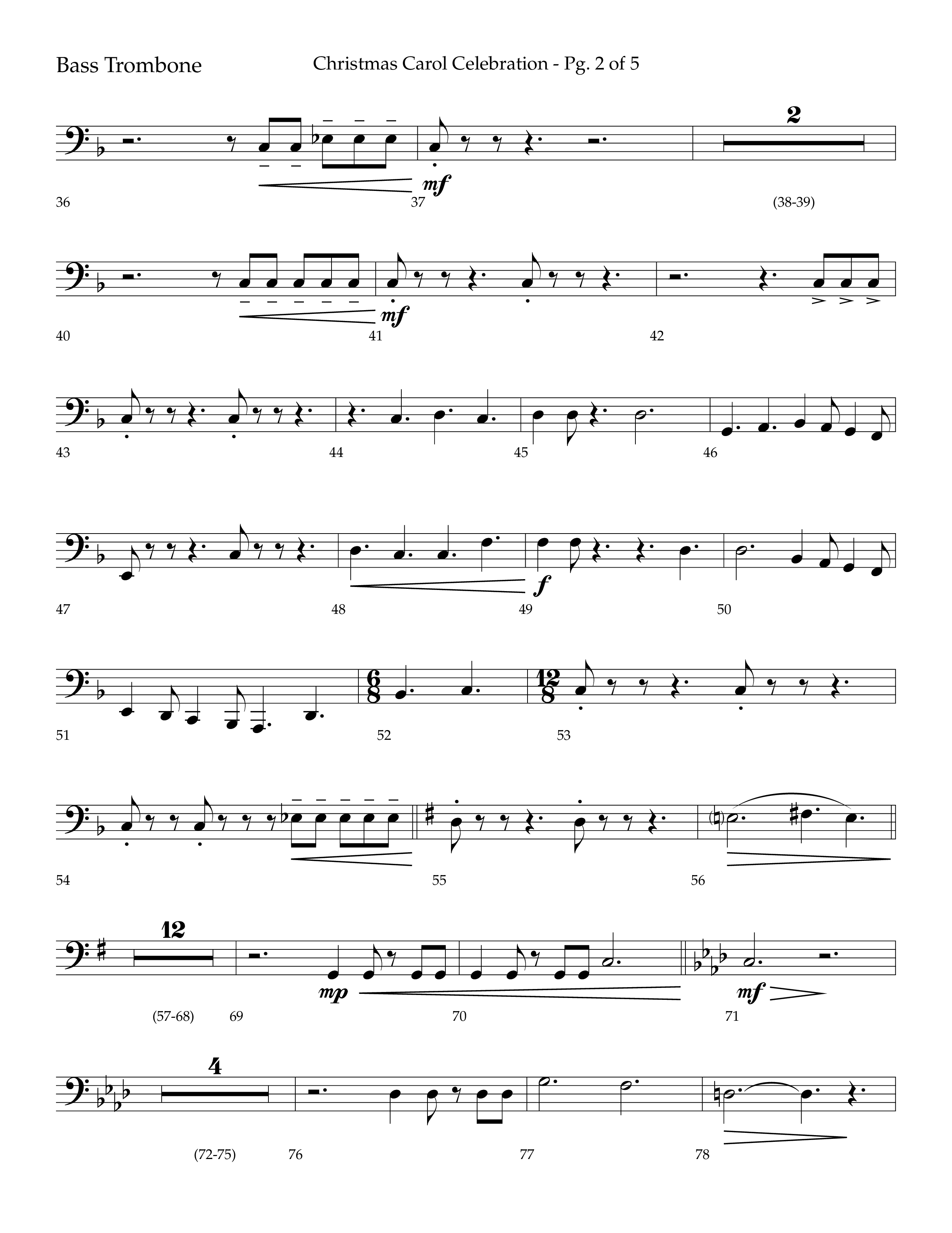 Christmas Carol Celebration (Choral Anthem SATB) Bass Trombone (Lifeway Choral / Arr. Bradley Knight)