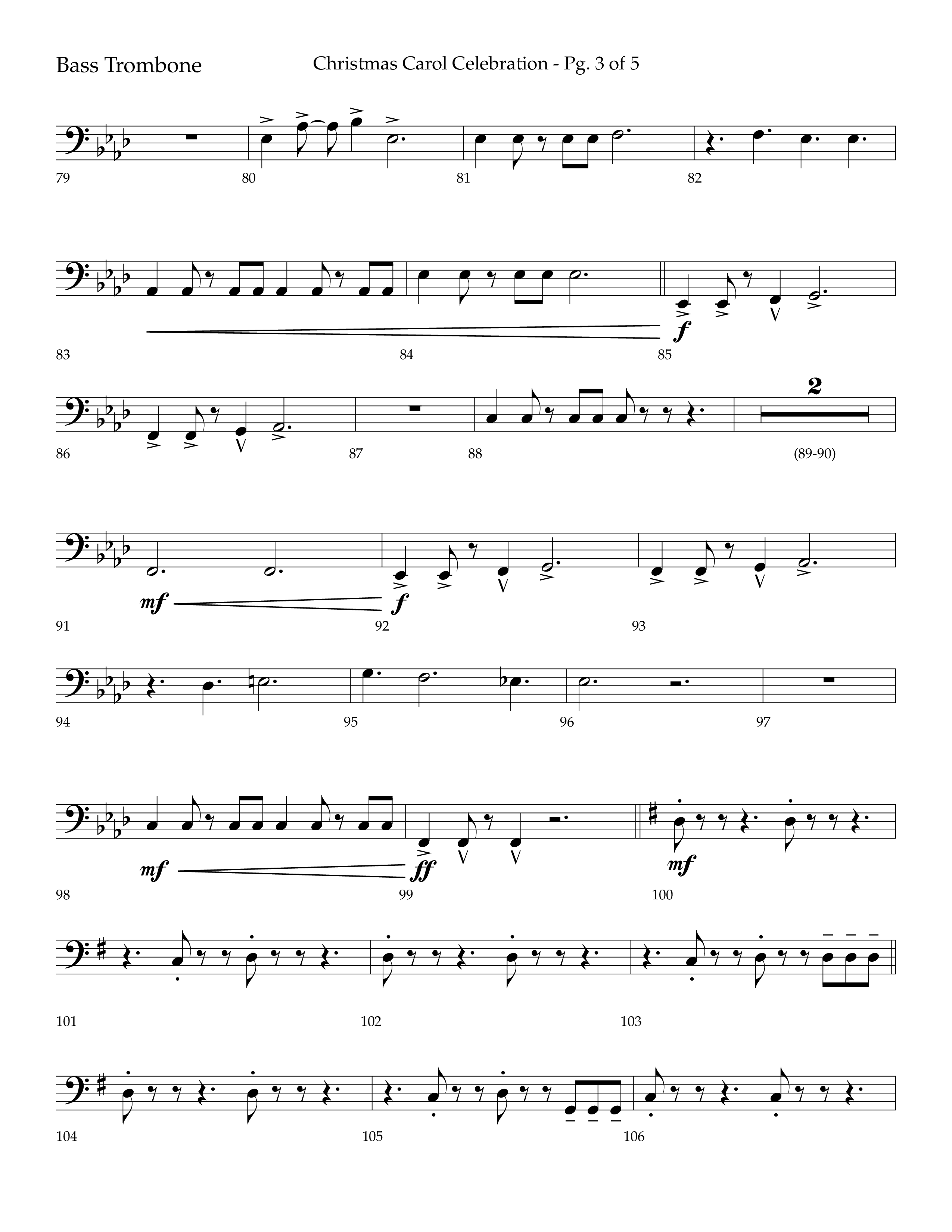 Christmas Carol Celebration (Choral Anthem SATB) Bass Trombone (Lifeway Choral / Arr. Bradley Knight)