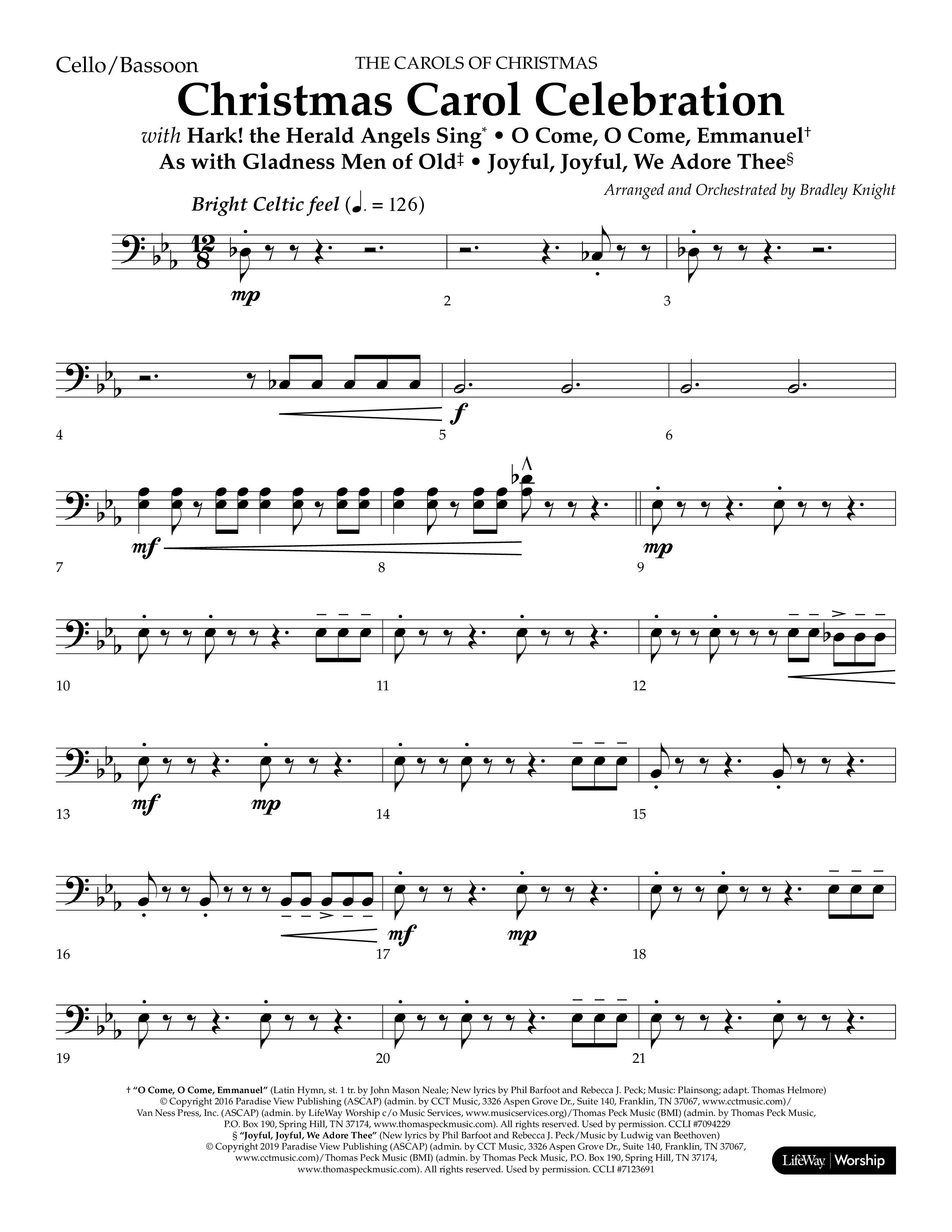 Christmas Carol Celebration (Choral Anthem SATB) Cello (Lifeway Choral / Arr. Bradley Knight)