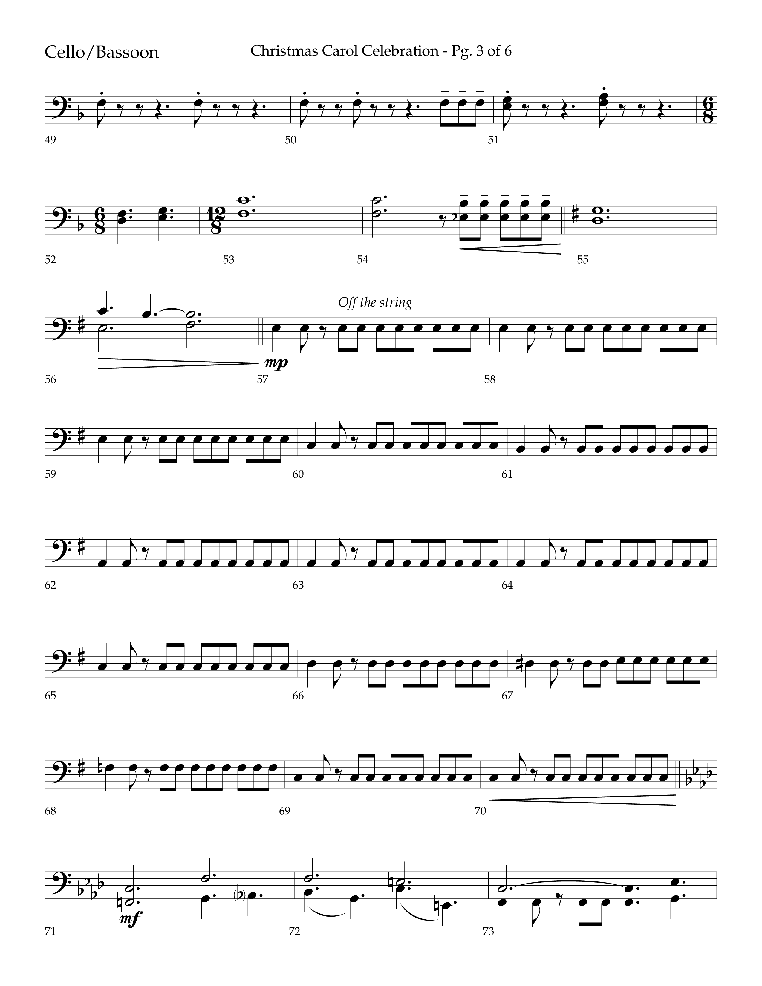 Christmas Carol Celebration (Choral Anthem SATB) Cello (Lifeway Choral / Arr. Bradley Knight)