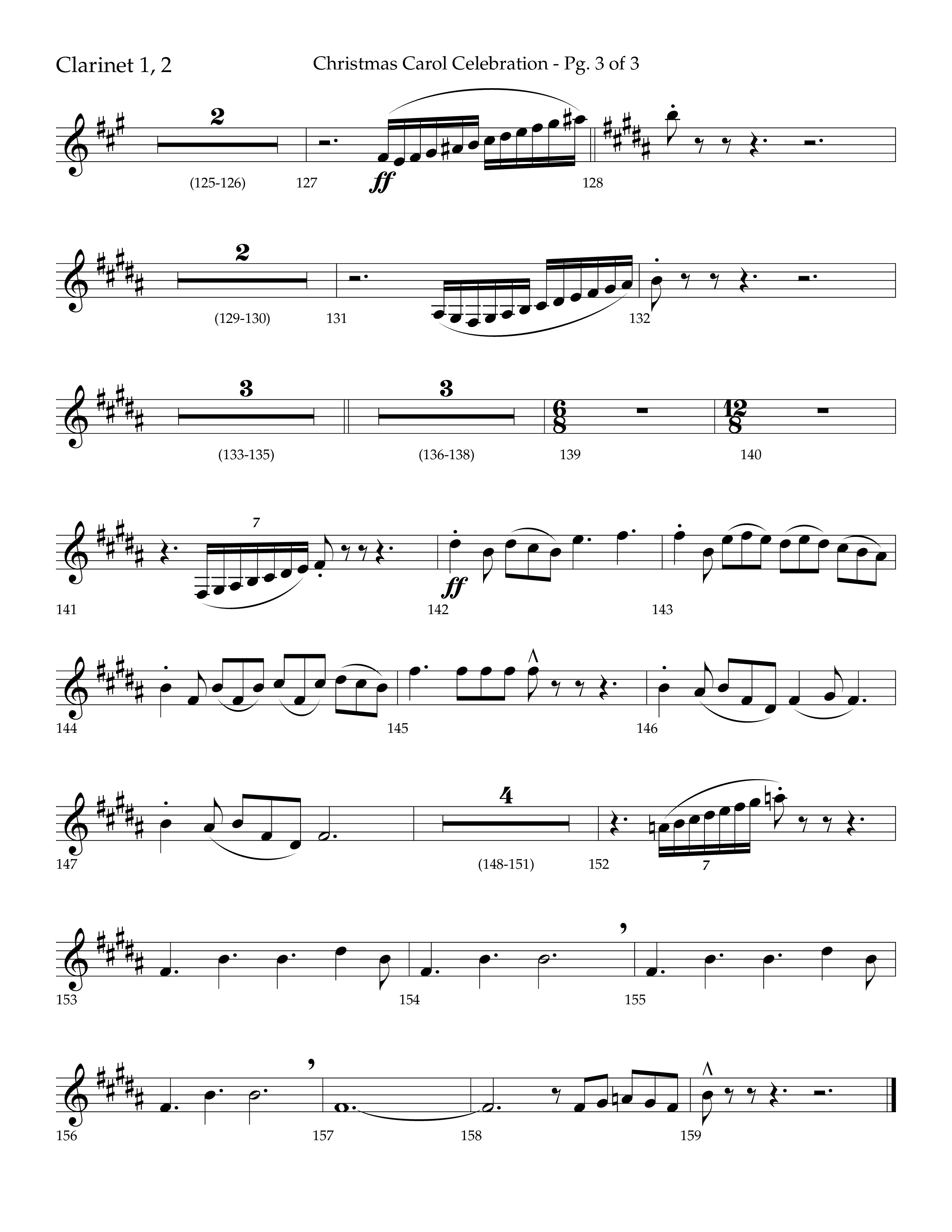 Christmas Carol Celebration (Choral Anthem SATB) Clarinet 1/2 (Lifeway Choral / Arr. Bradley Knight)
