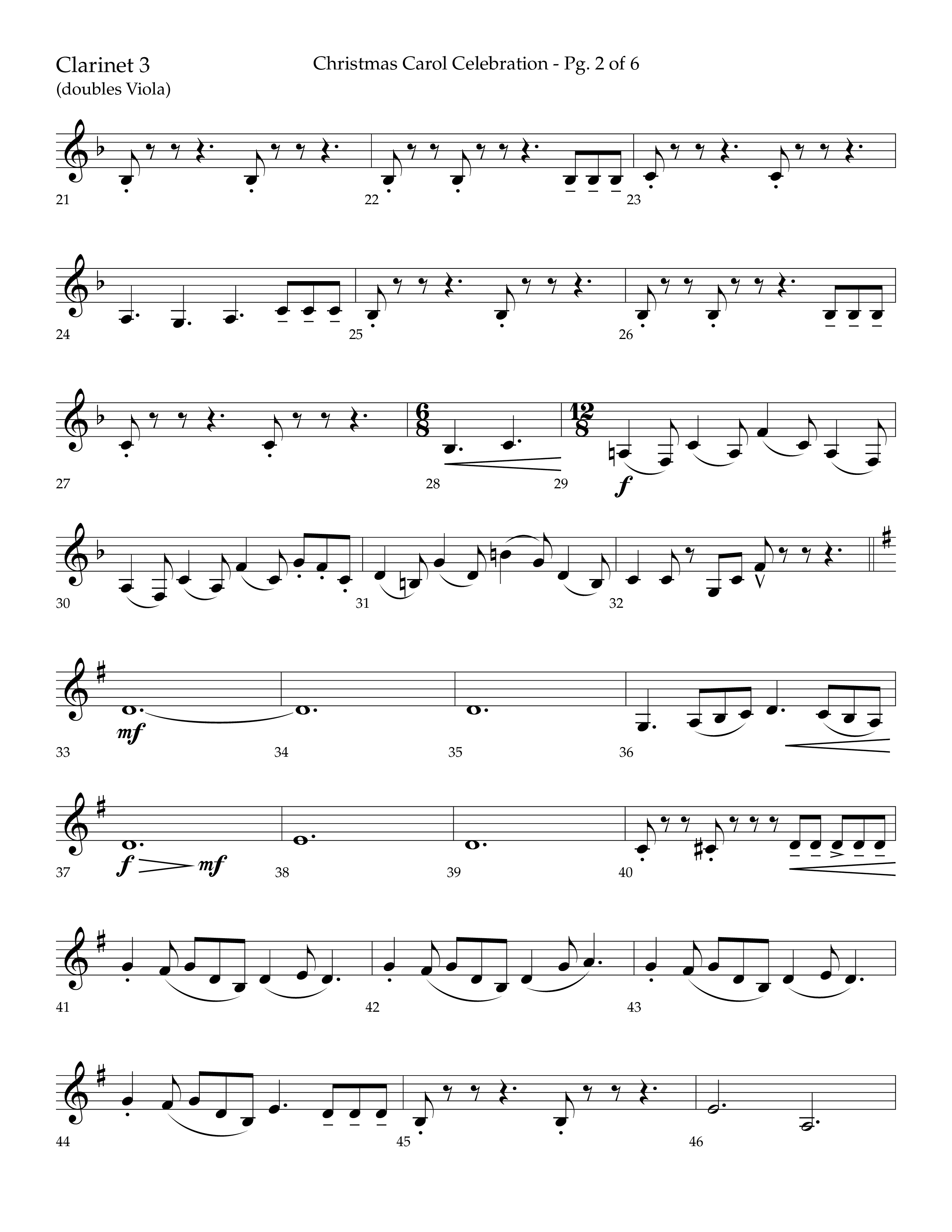 Christmas Carol Celebration (Choral Anthem SATB) Clarinet 3 (Lifeway Choral / Arr. Bradley Knight)