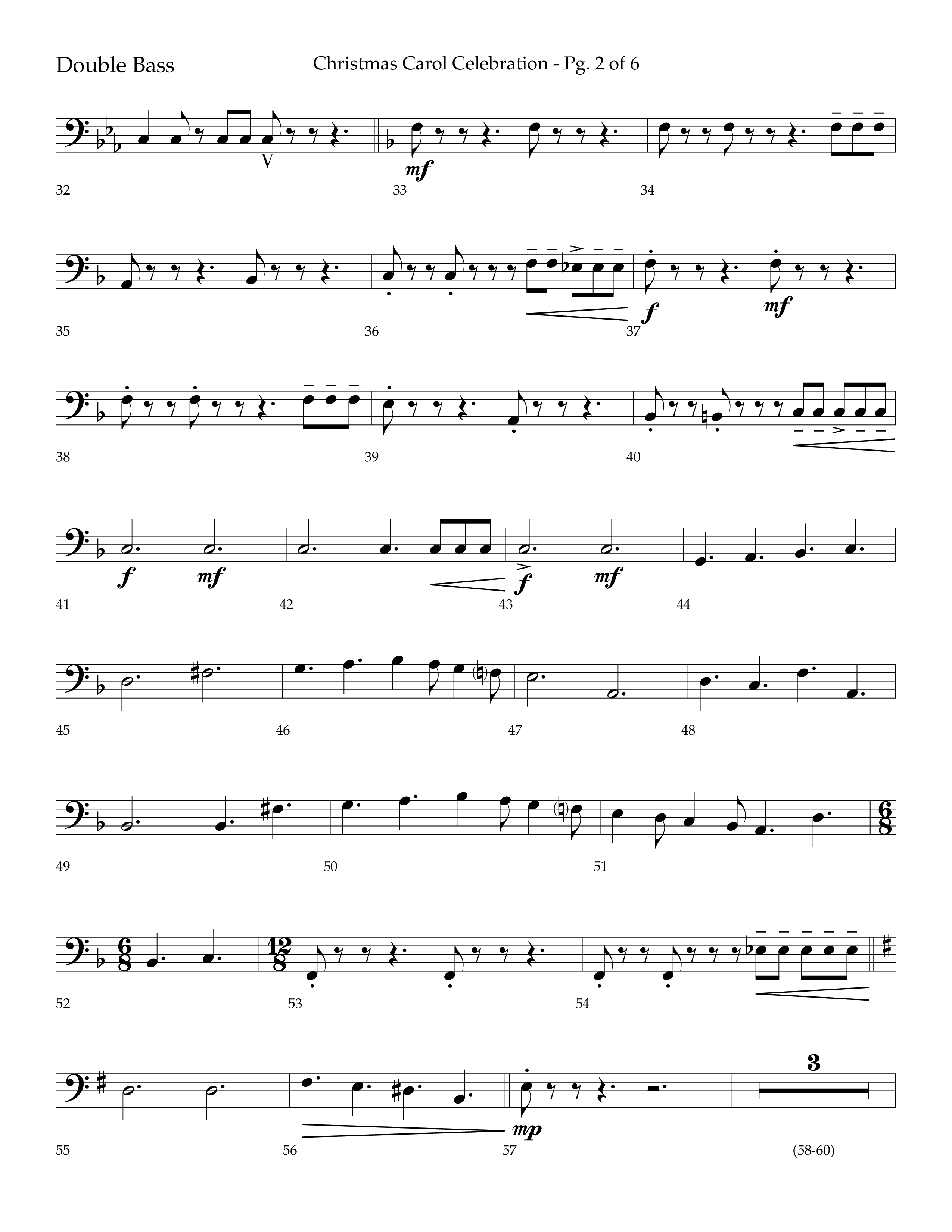 Christmas Carol Celebration (Choral Anthem SATB) Double Bass (Lifeway Choral / Arr. Bradley Knight)