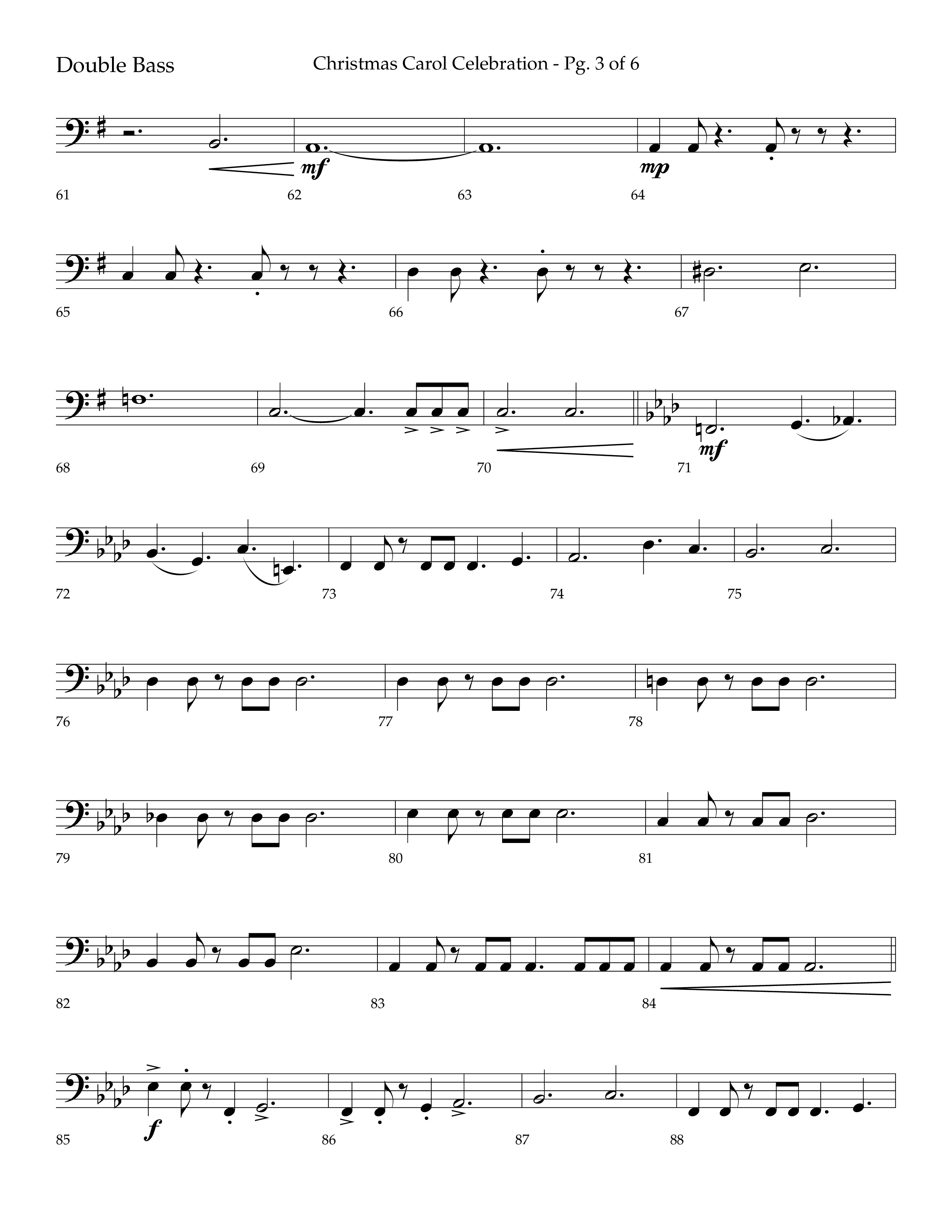 Christmas Carol Celebration (Choral Anthem SATB) Double Bass (Lifeway Choral / Arr. Bradley Knight)