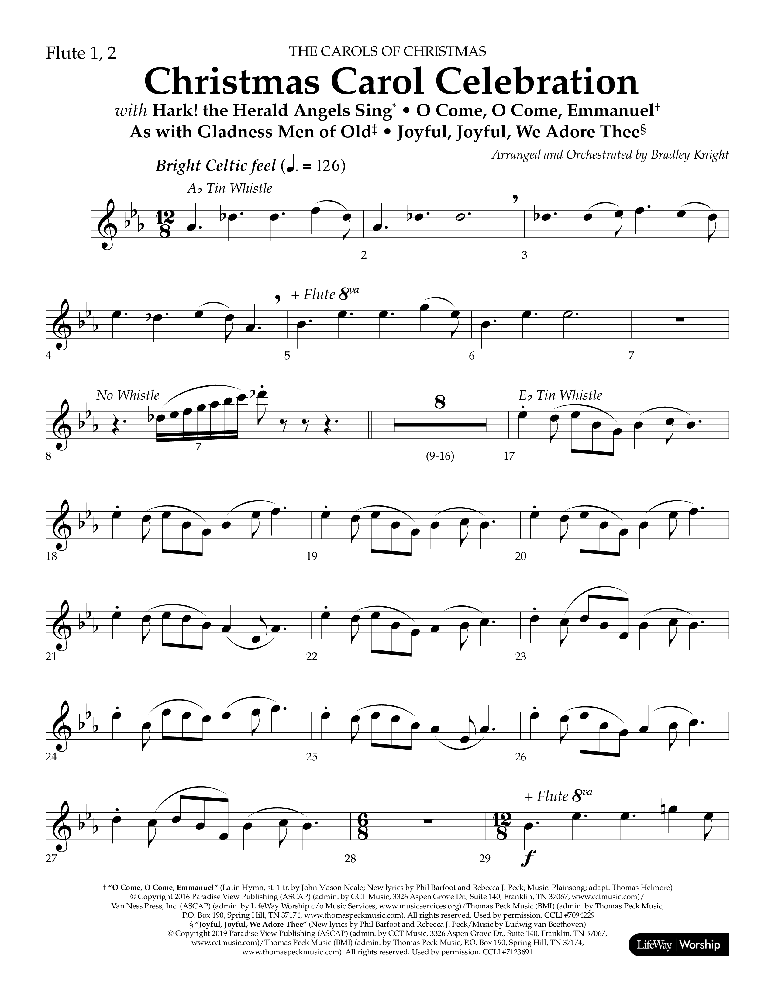 Christmas Carol Celebration (Choral Anthem SATB) Flute 1/2 (Lifeway Choral / Arr. Bradley Knight)