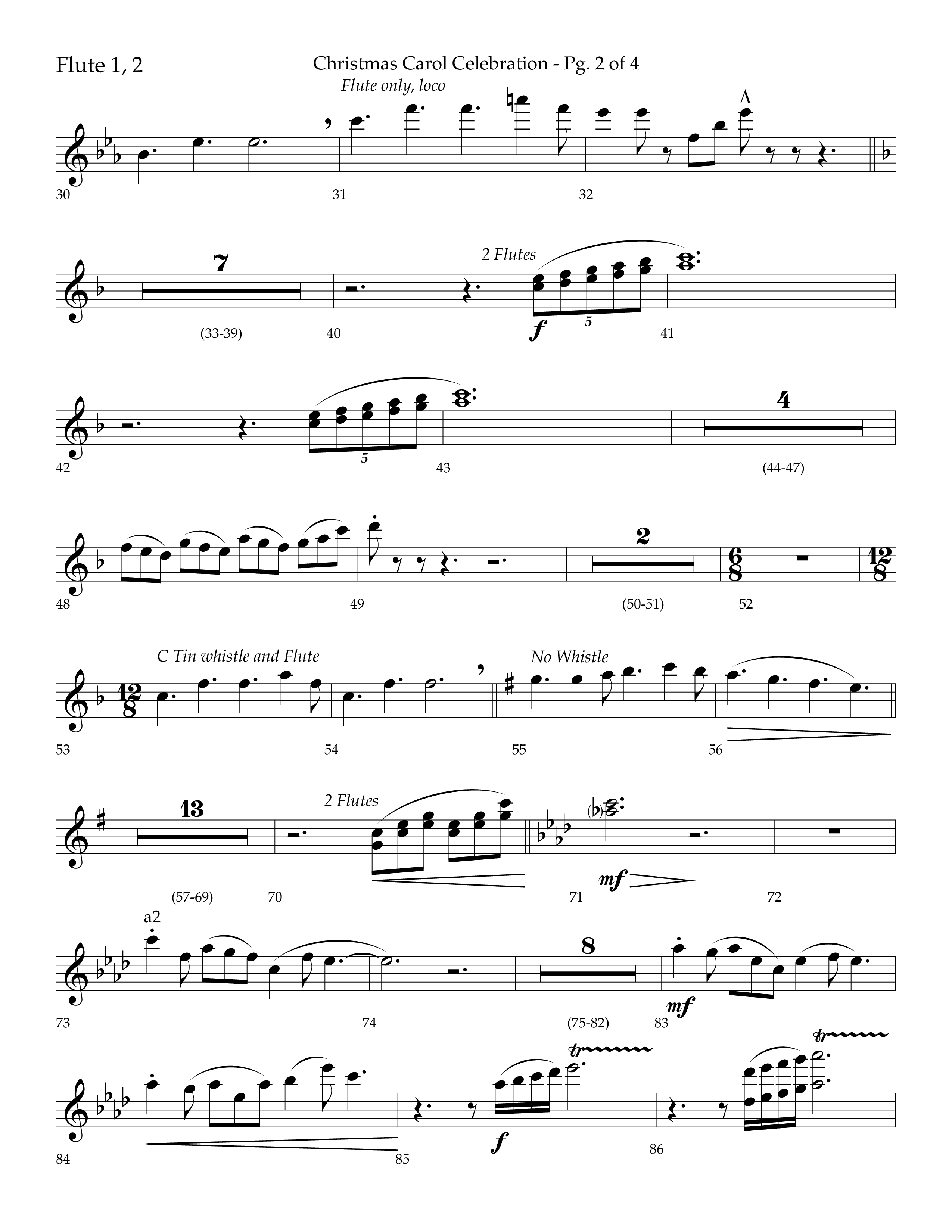 Christmas Carol Celebration (Choral Anthem SATB) Flute 1/2 (Lifeway Choral / Arr. Bradley Knight)