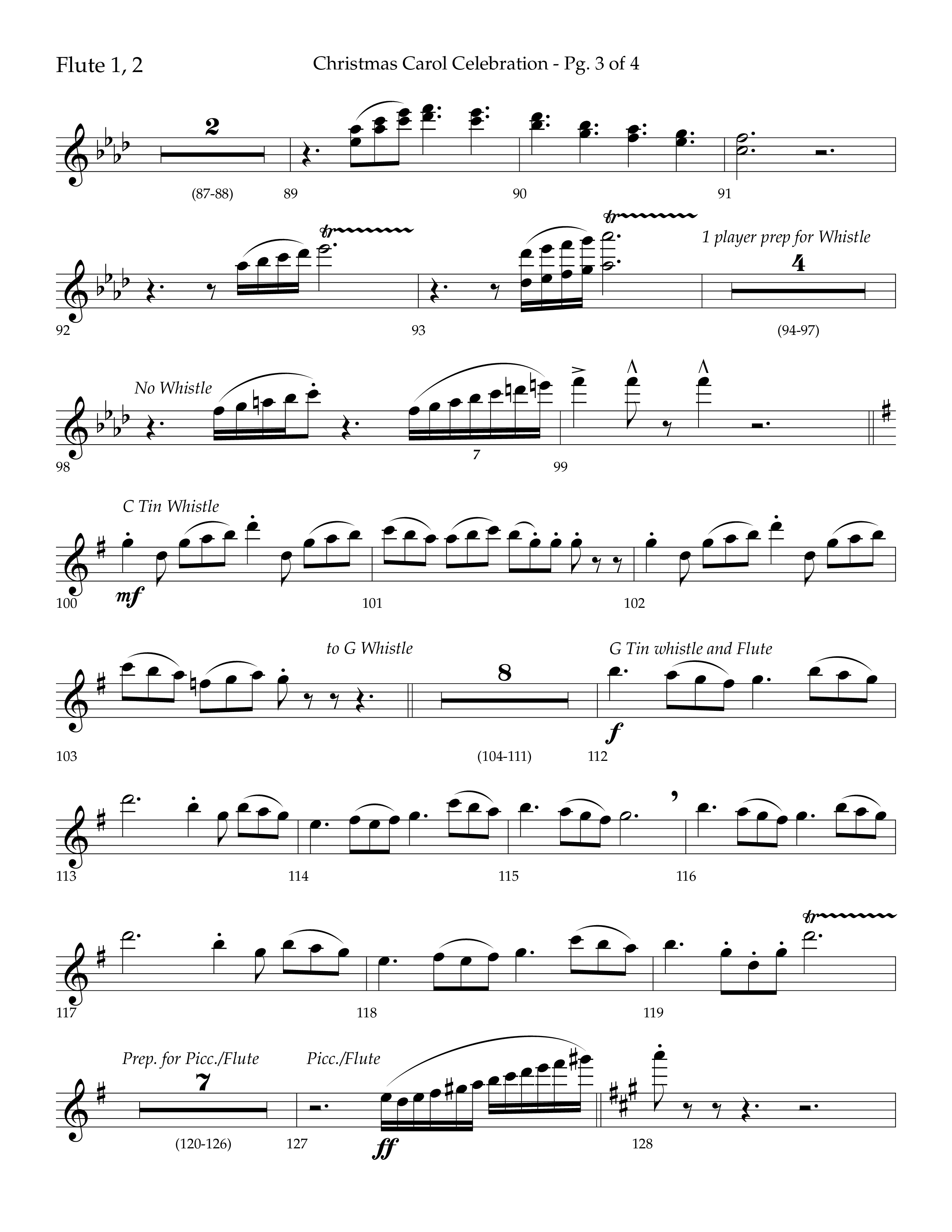 Christmas Carol Celebration (Choral Anthem SATB) Flute 1/2 (Lifeway Choral / Arr. Bradley Knight)