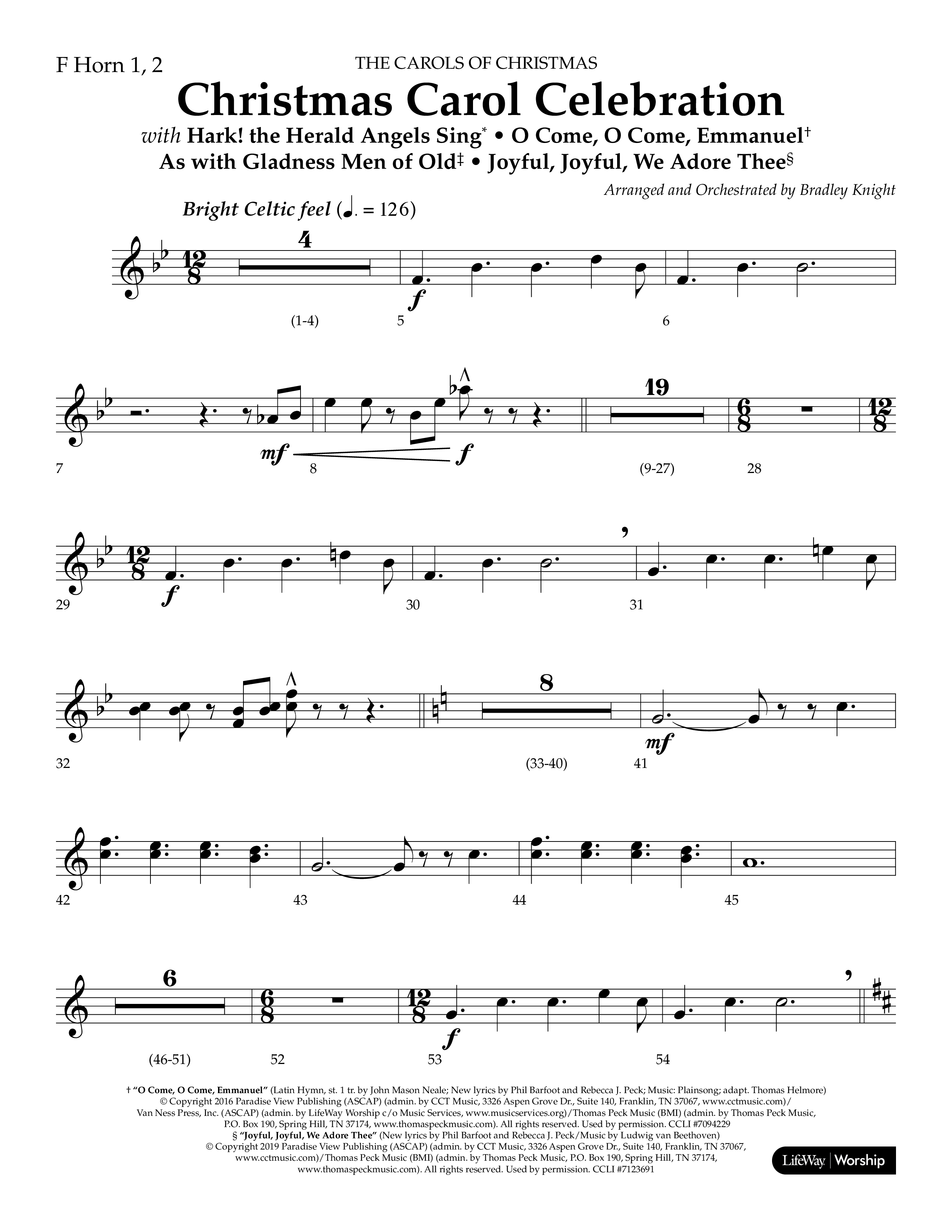 Christmas Carol Celebration (Choral Anthem SATB) French Horn 1/2 (Lifeway Choral / Arr. Bradley Knight)