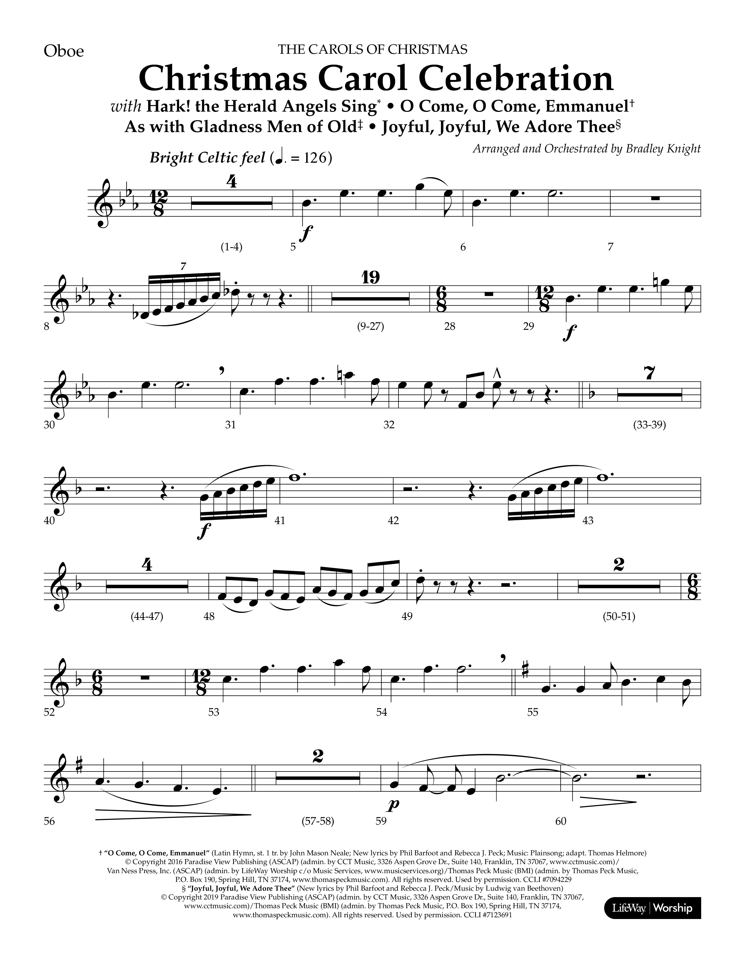 Christmas Carol Celebration (Choral Anthem SATB) Oboe (Lifeway Choral / Arr. Bradley Knight)