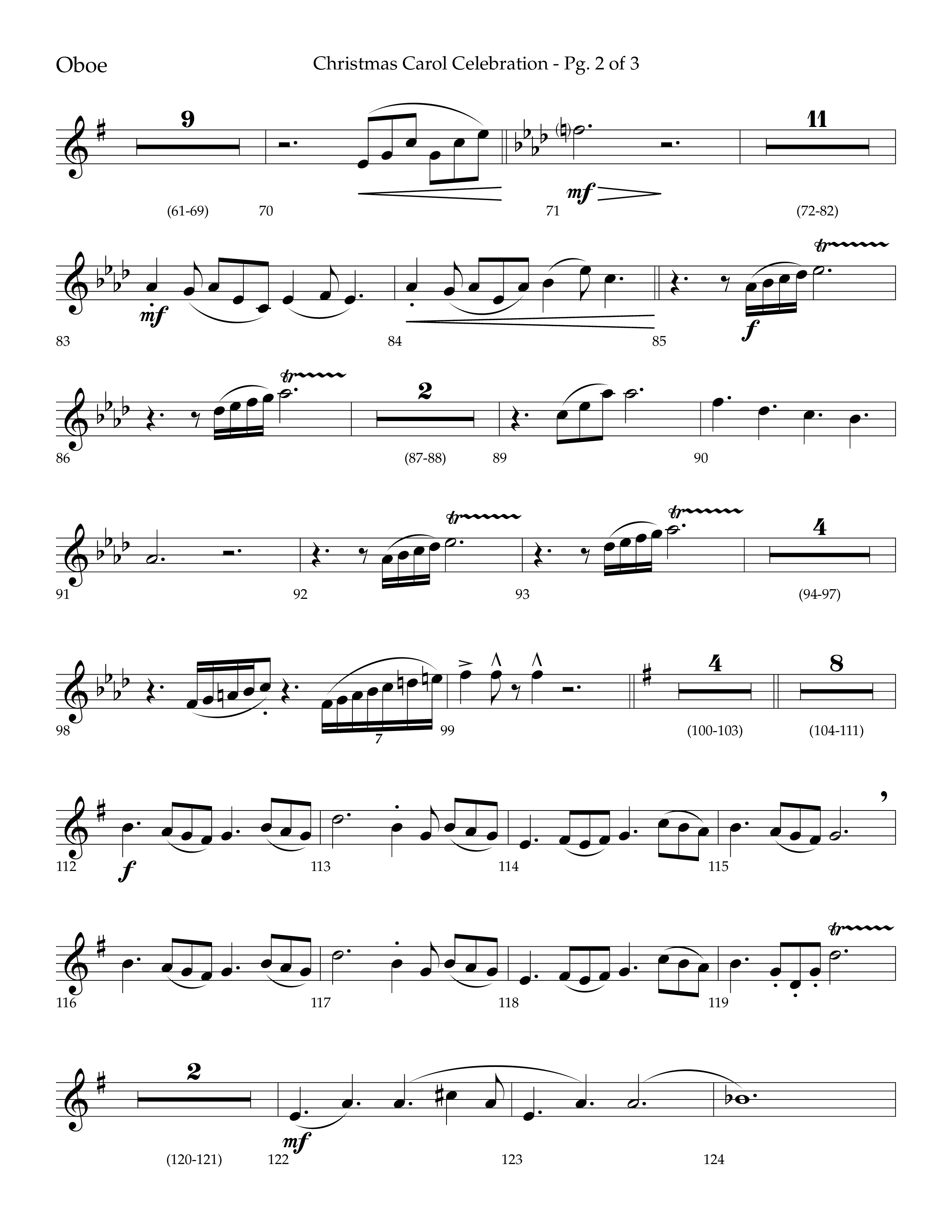 Christmas Carol Celebration (Choral Anthem SATB) Oboe (Lifeway Choral / Arr. Bradley Knight)