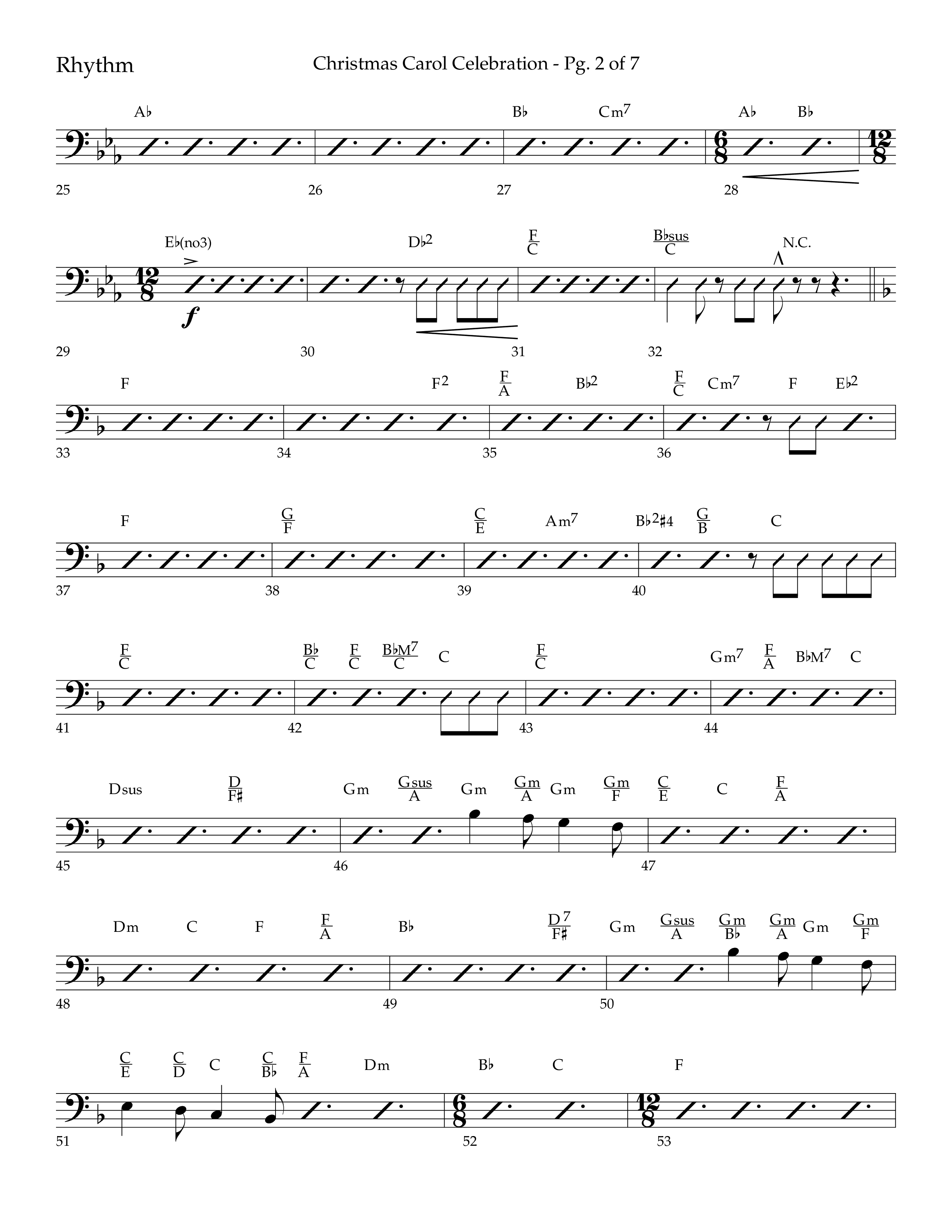 Christmas Carol Celebration (Choral Anthem SATB) Rhythm Chart (Lifeway Choral / Arr. Bradley Knight)