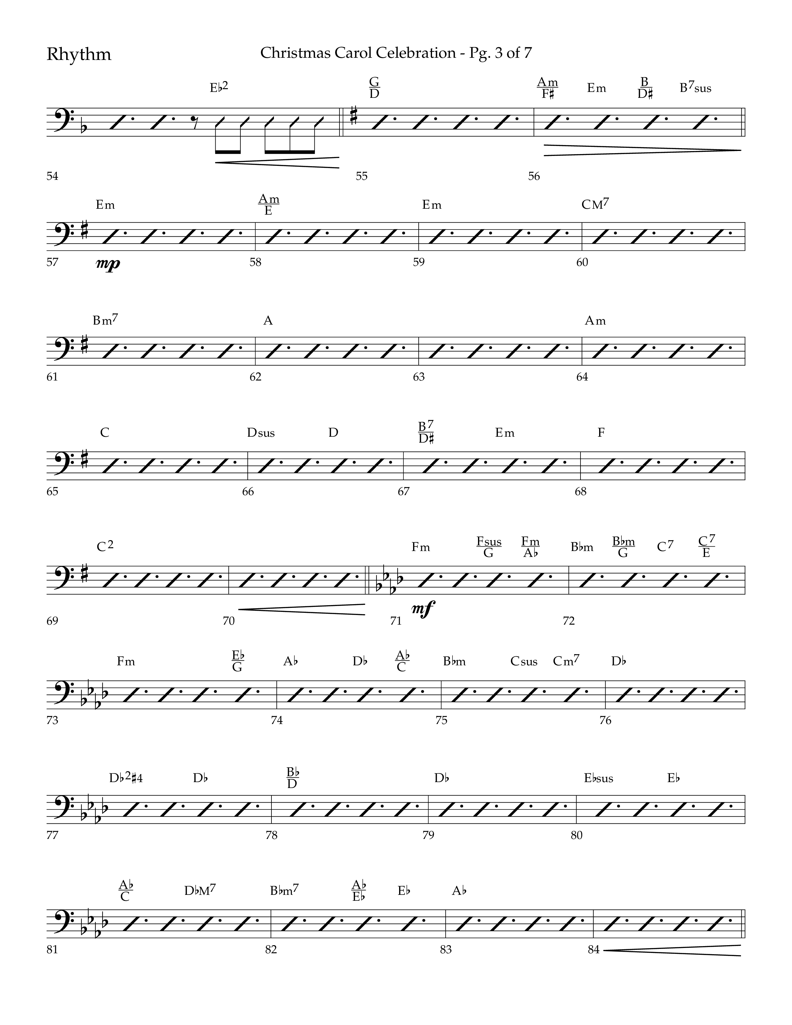 Christmas Carol Celebration (Choral Anthem SATB) Rhythm Chart (Lifeway Choral / Arr. Bradley Knight)