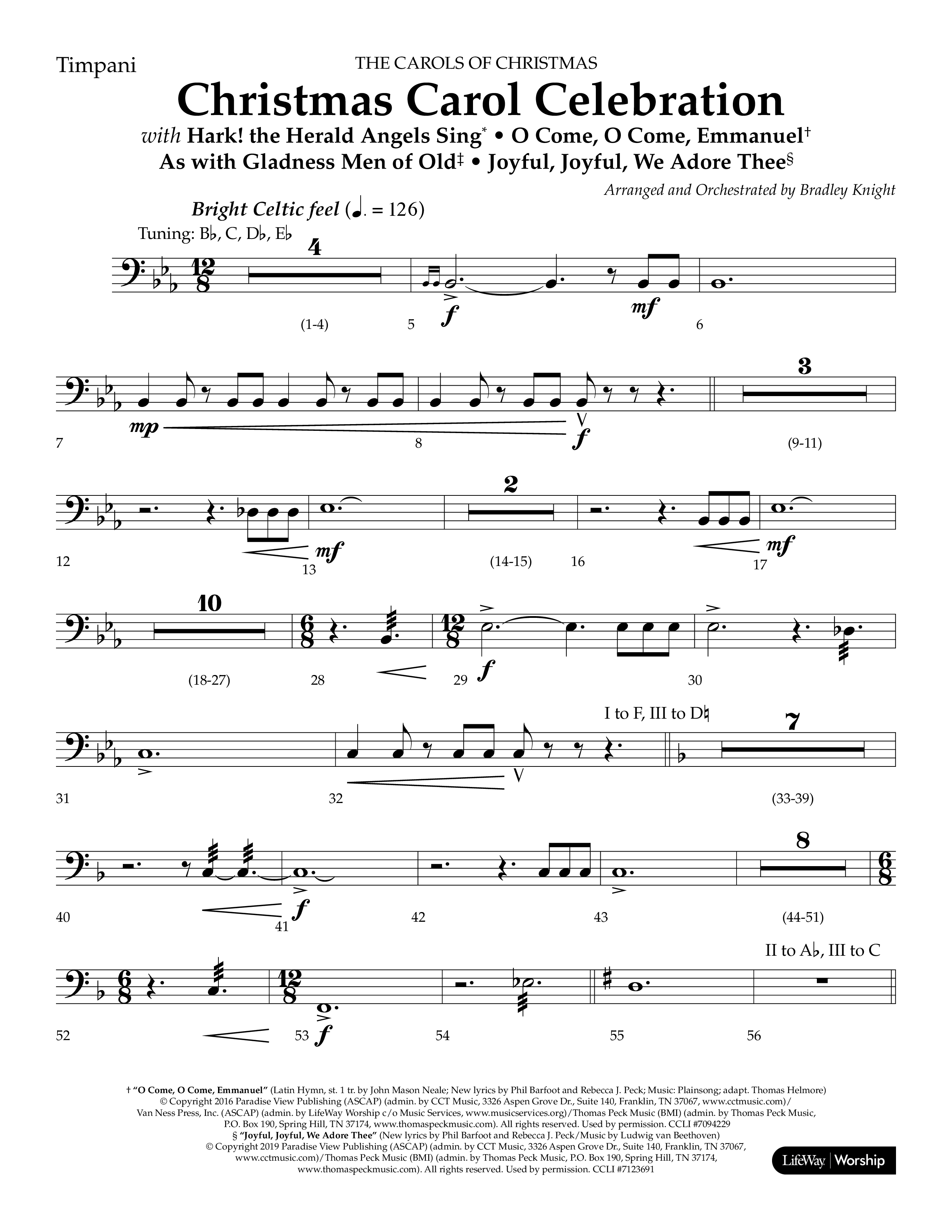 Christmas Carol Celebration (Choral Anthem SATB) Timpani (Lifeway Choral / Arr. Bradley Knight)