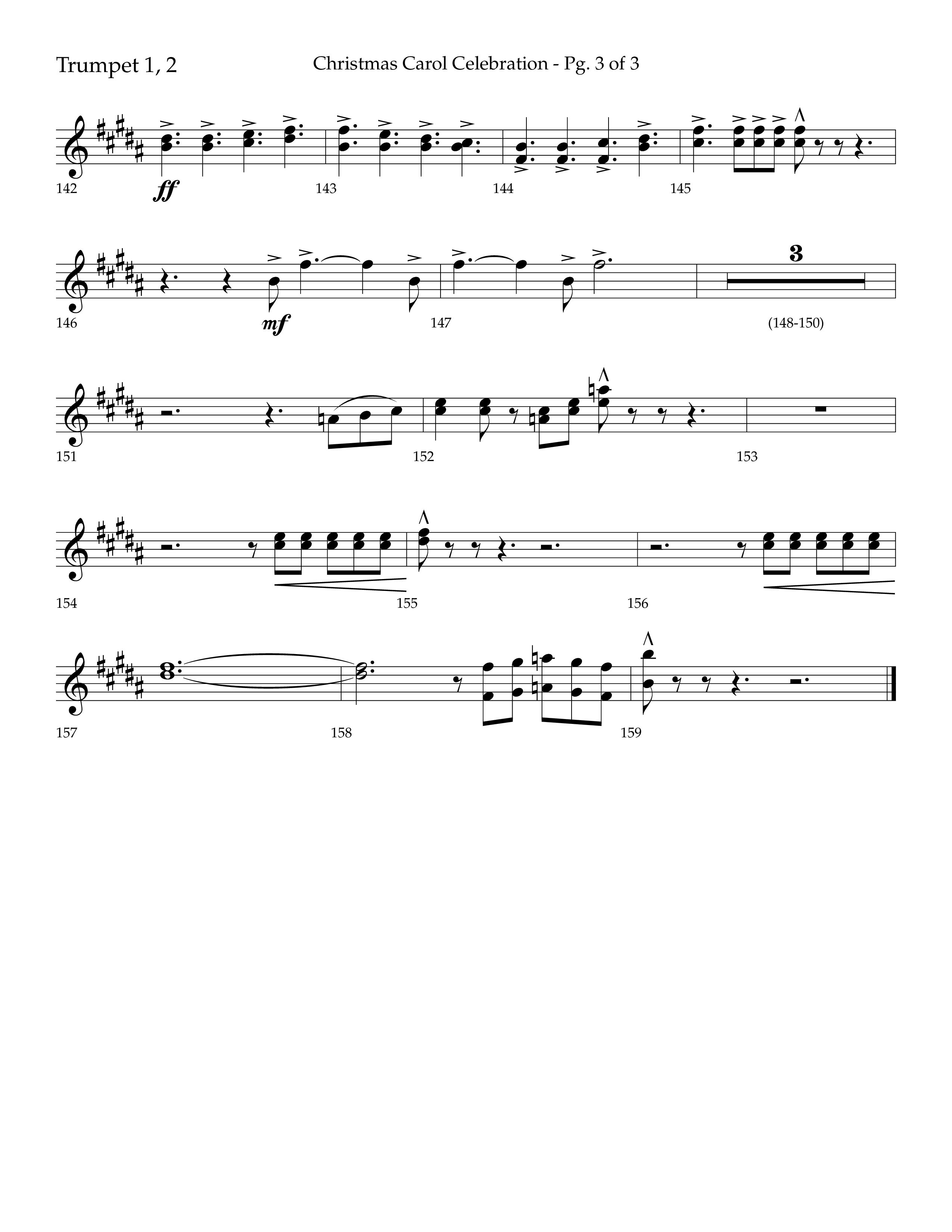 Christmas Carol Celebration (Choral Anthem SATB) Trumpet 1,2 (Lifeway Choral / Arr. Bradley Knight)