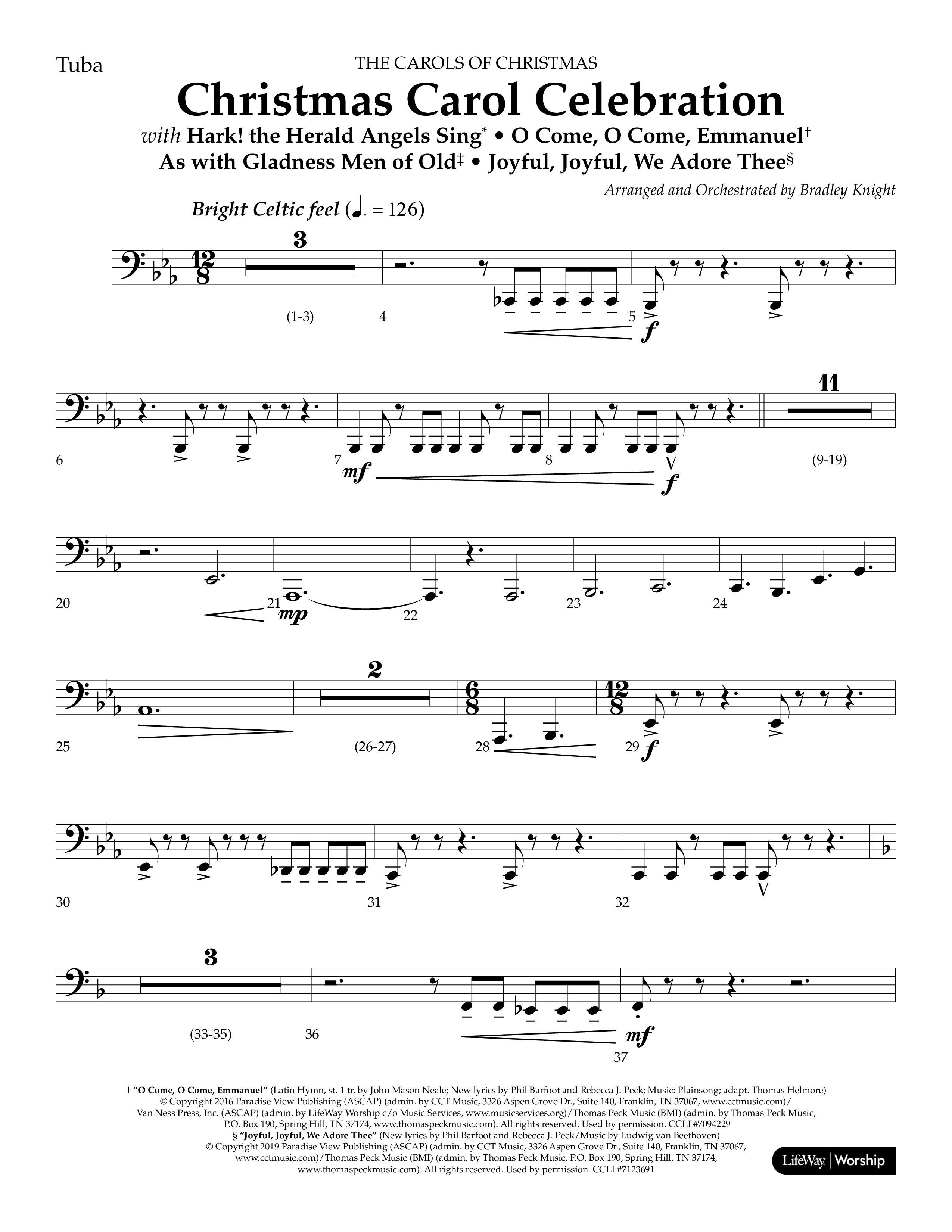 Christmas Carol Celebration (Choral Anthem SATB) Tuba (Lifeway Choral / Arr. Bradley Knight)
