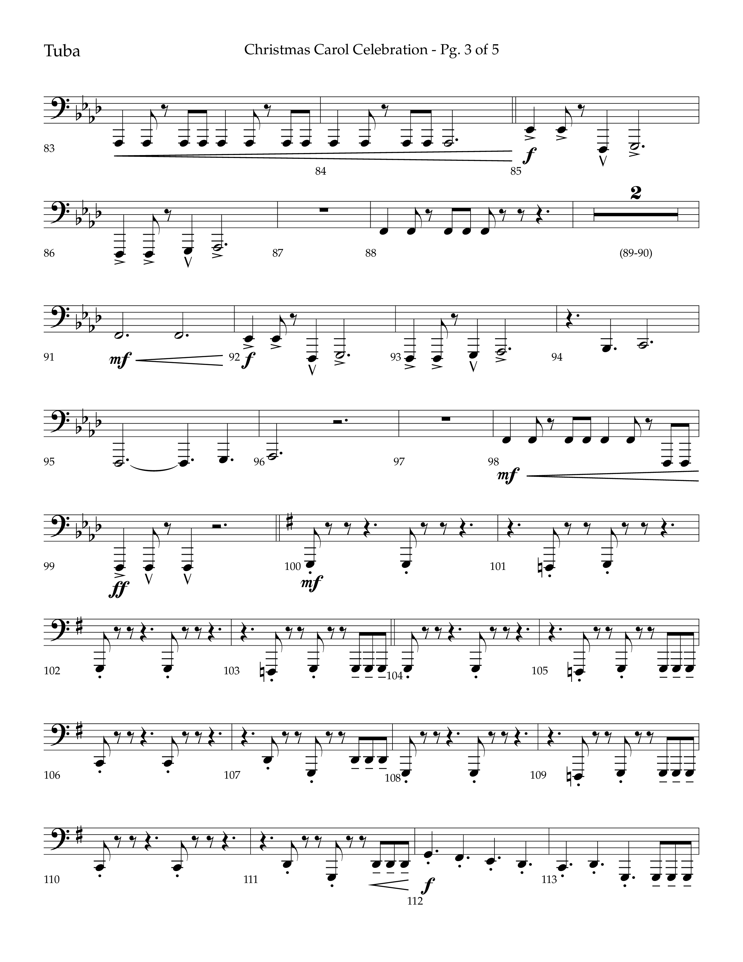 Christmas Carol Celebration (Choral Anthem SATB) Tuba (Lifeway Choral / Arr. Bradley Knight)
