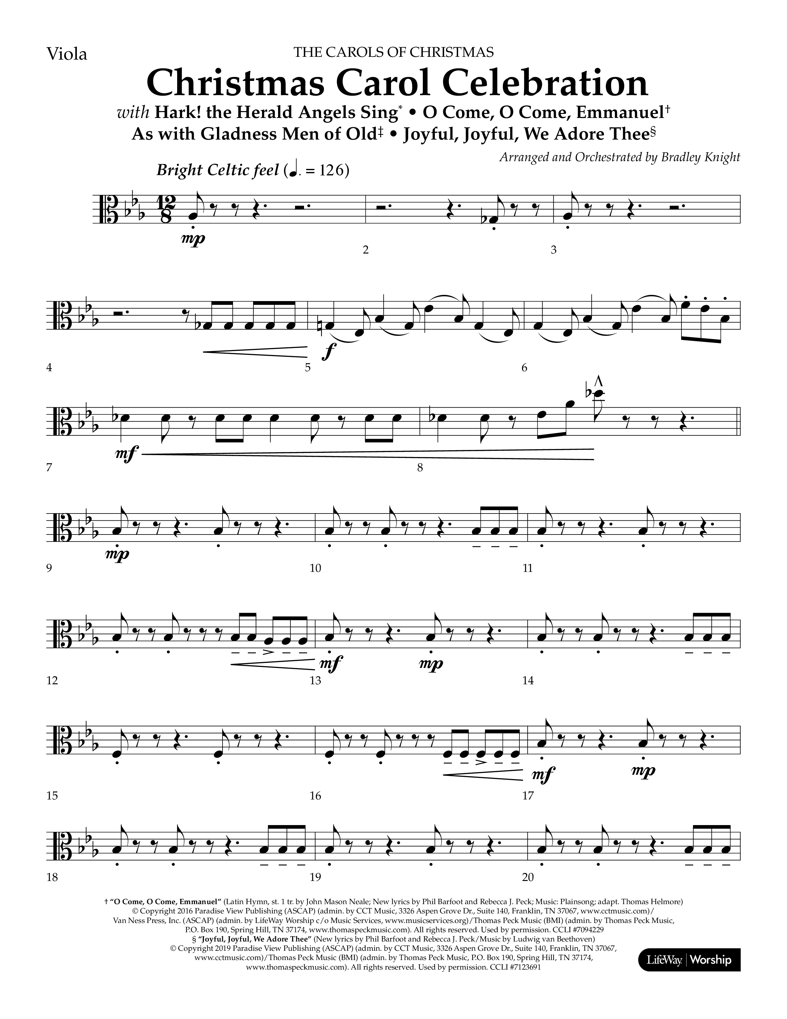 Christmas Carol Celebration (Choral Anthem SATB) Viola (Lifeway Choral / Arr. Bradley Knight)