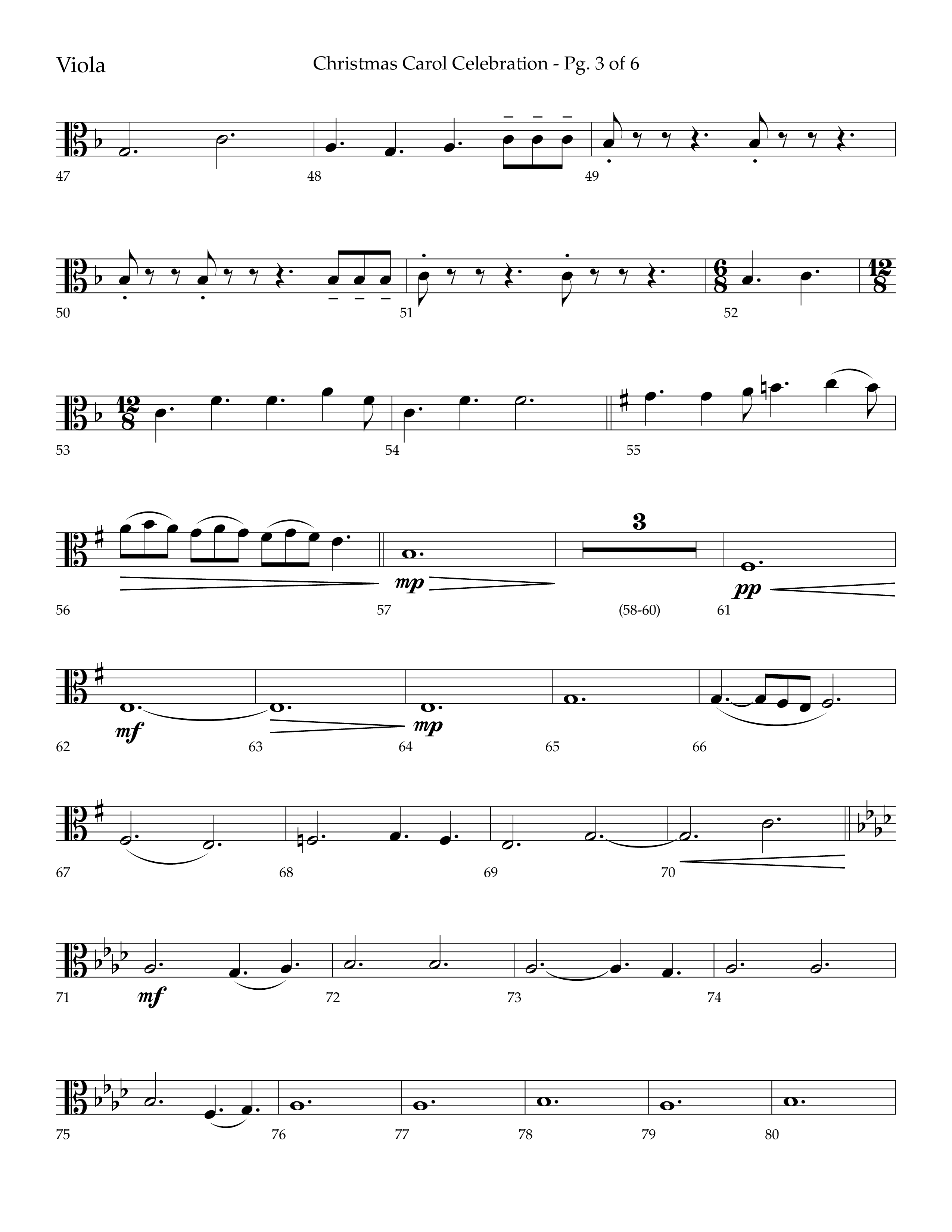 Christmas Carol Celebration (Choral Anthem SATB) Viola (Lifeway Choral / Arr. Bradley Knight)